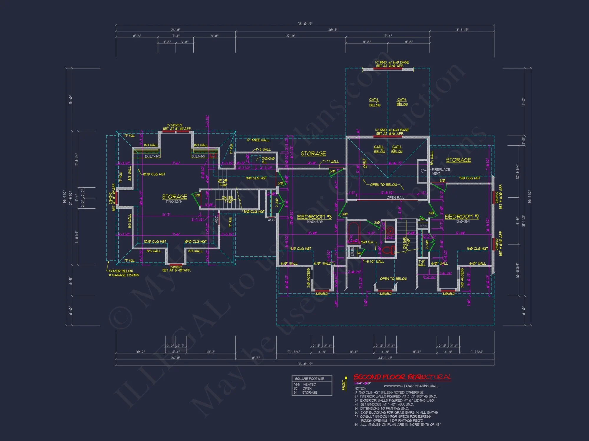 78'-Wide Cape Cod Floor Plan with Great Room and 2 Garage Bays