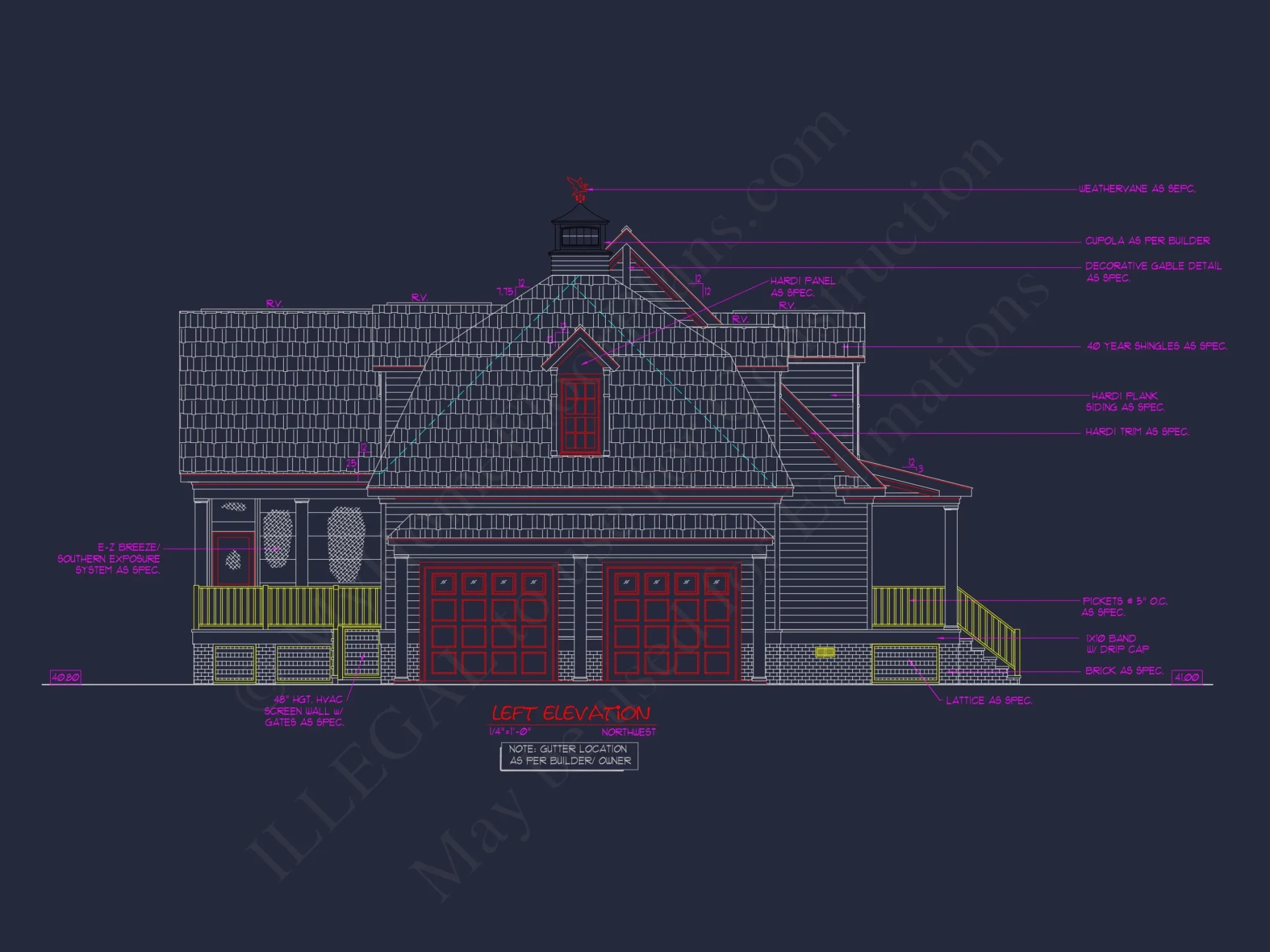 78'-Wide Cape Cod Floor Plan with Great Room and 2 Garage Bays
