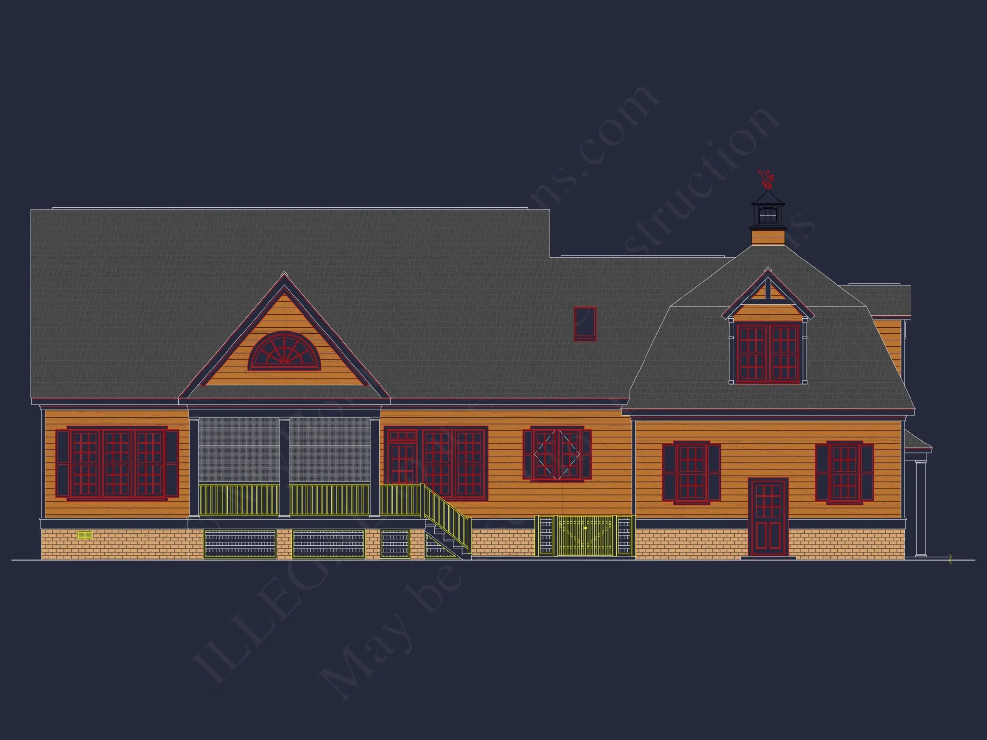 78'-Wide Cape Cod Floor Plan with Great Room and 2 Garage Bays