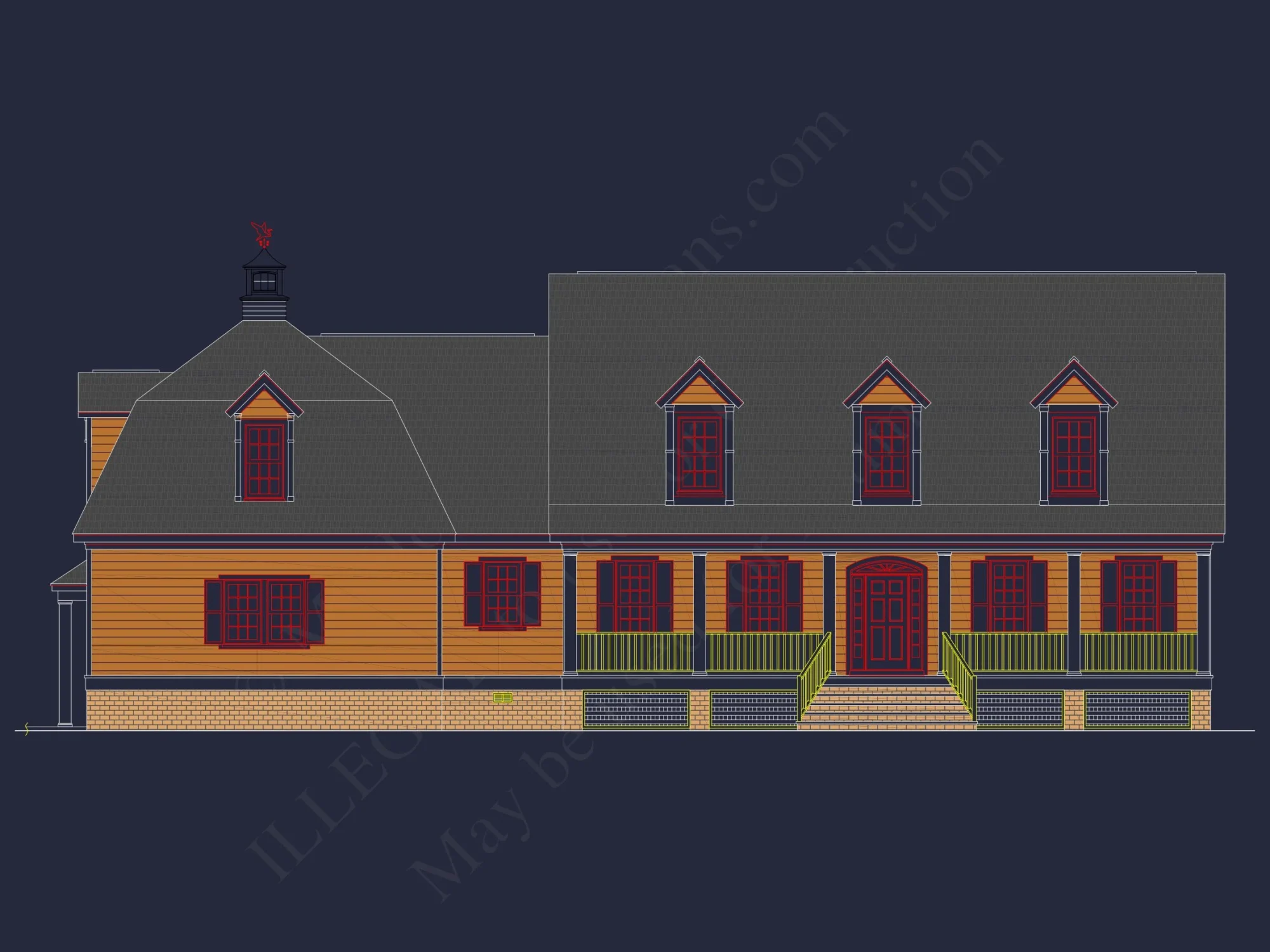 78'-Wide Cape Cod Floor Plan with Great Room and 2 Garage Bays