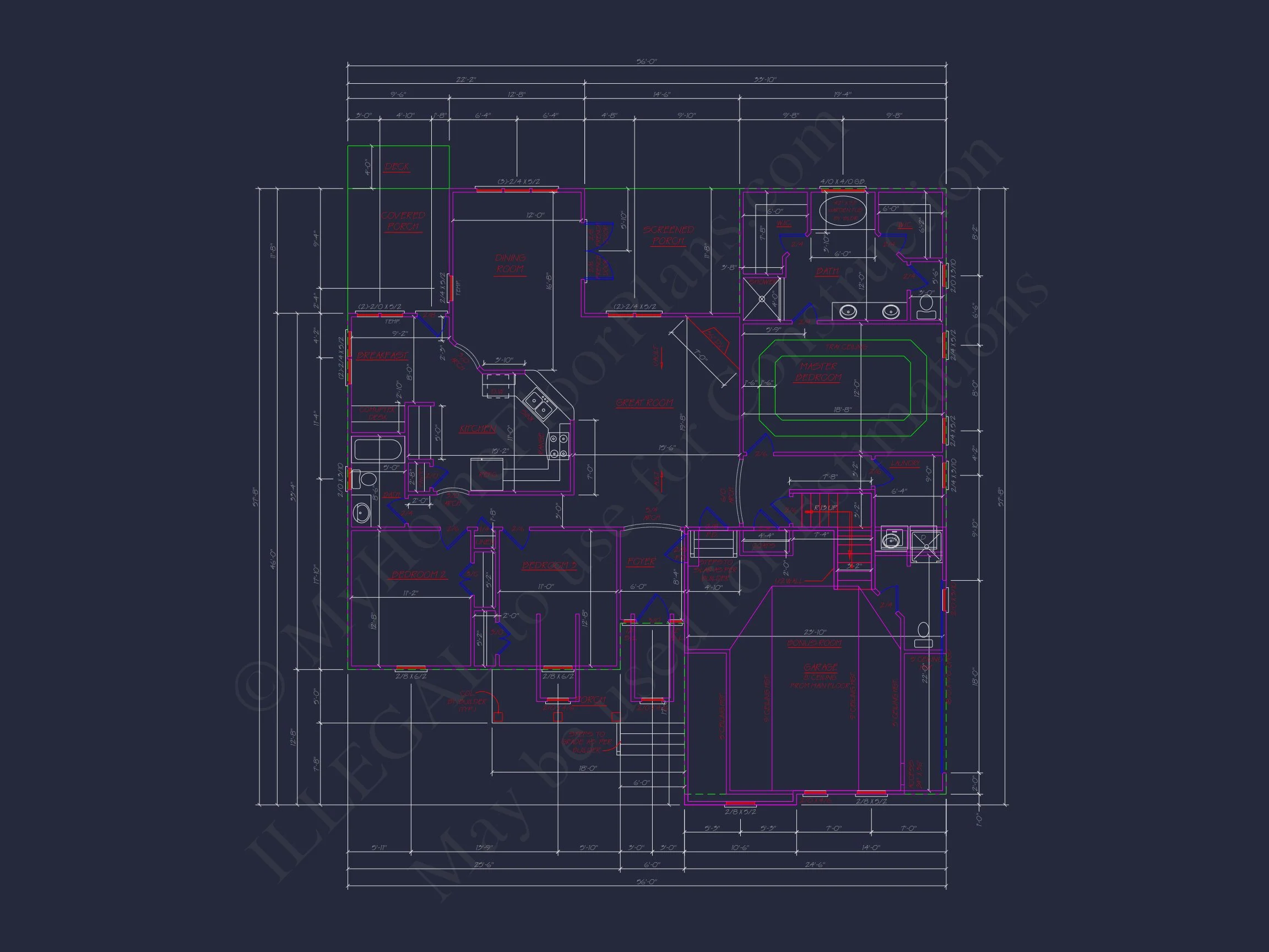 8-1579 HOUSE PLAN - Spacious 56' Wide House Plan with Bonus Room | CAD Designs 8 Spacious 56' Wide house Plan with Bonus Room