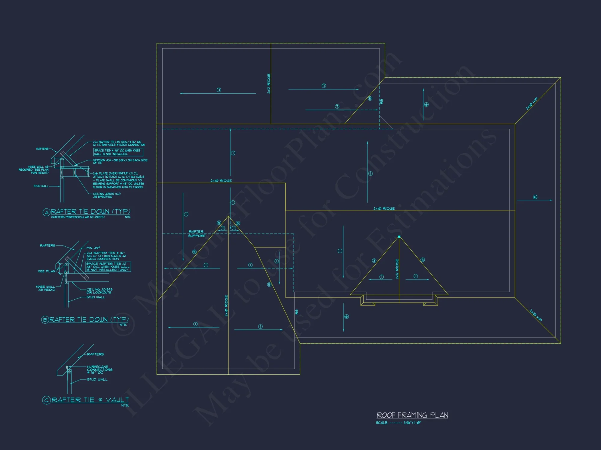 Colonial Farmhouse house Plan with 2 Floors and Detailed CAD Blueprint