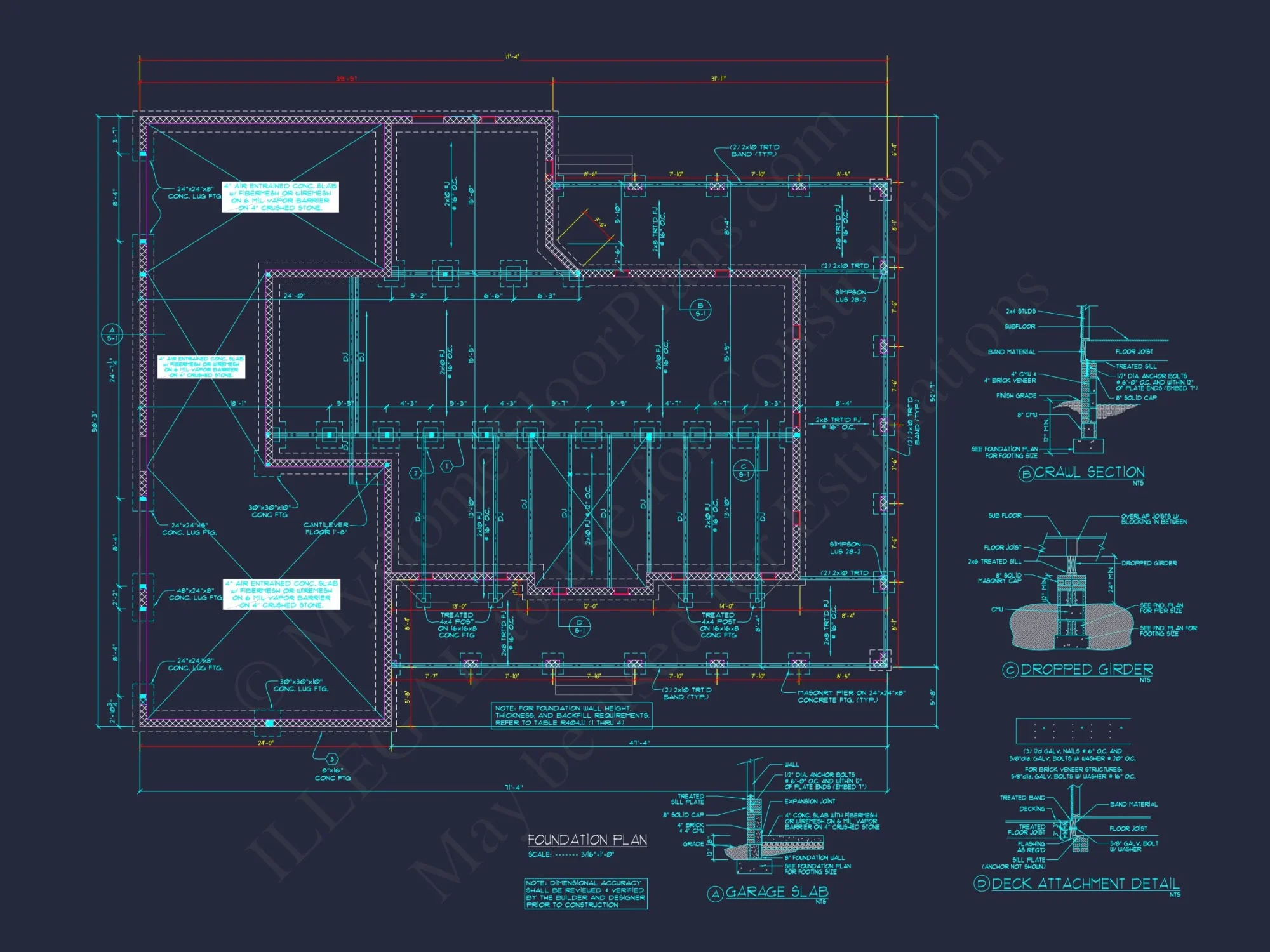 Colonial Farmhouse house Plan with 2 Floors and Detailed CAD Blueprint