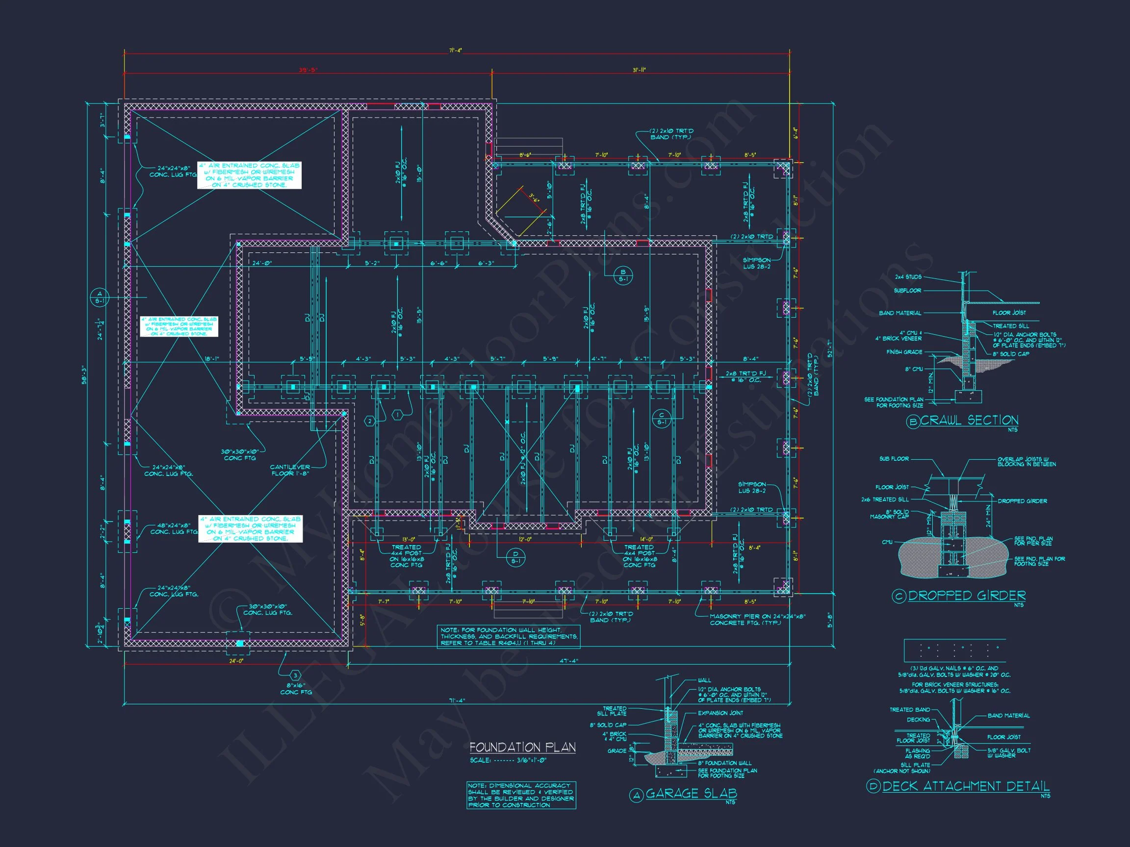 Colonial Farmhouse house Plan with 2 Floors and Detailed CAD Blueprint