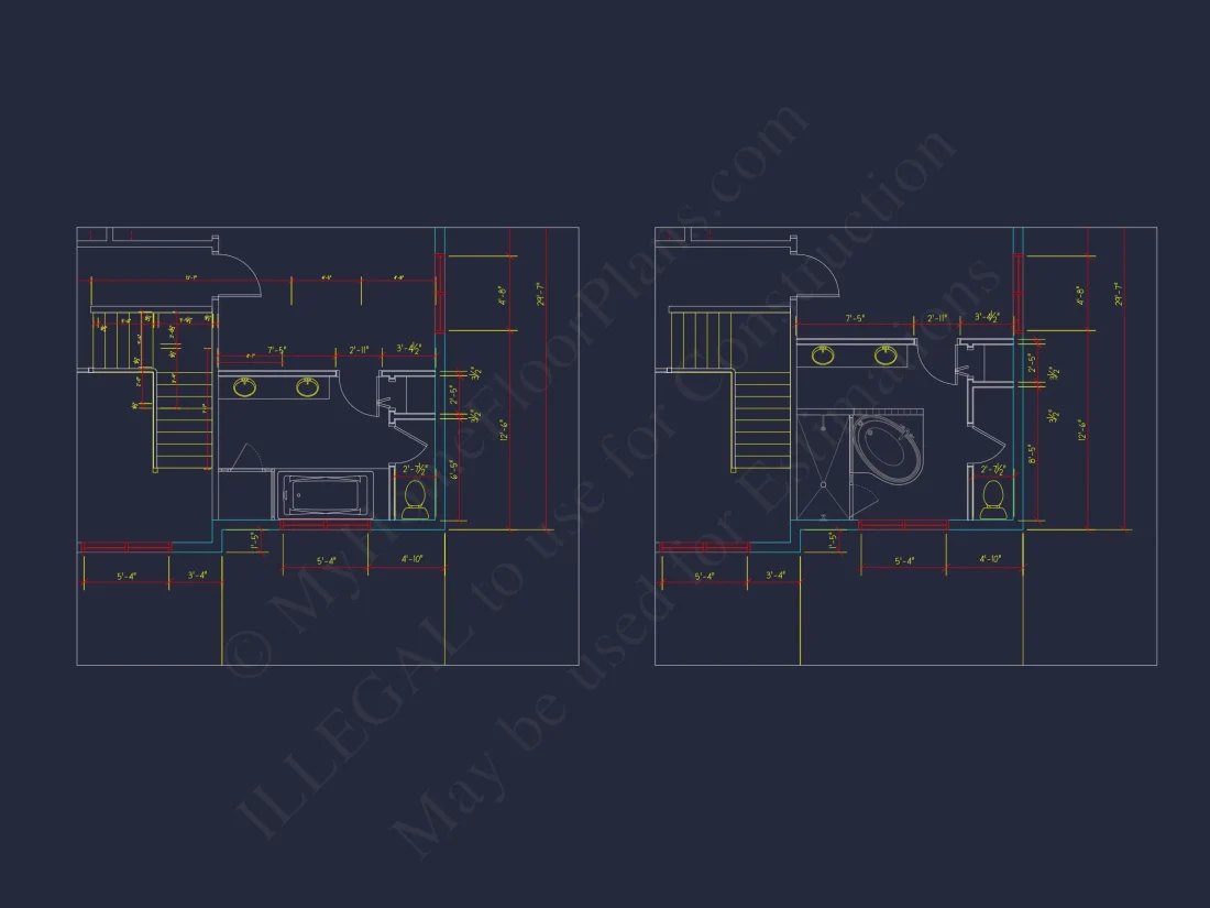 Colonial Farmhouse house Plan with 2 Floors and Detailed CAD Blueprint