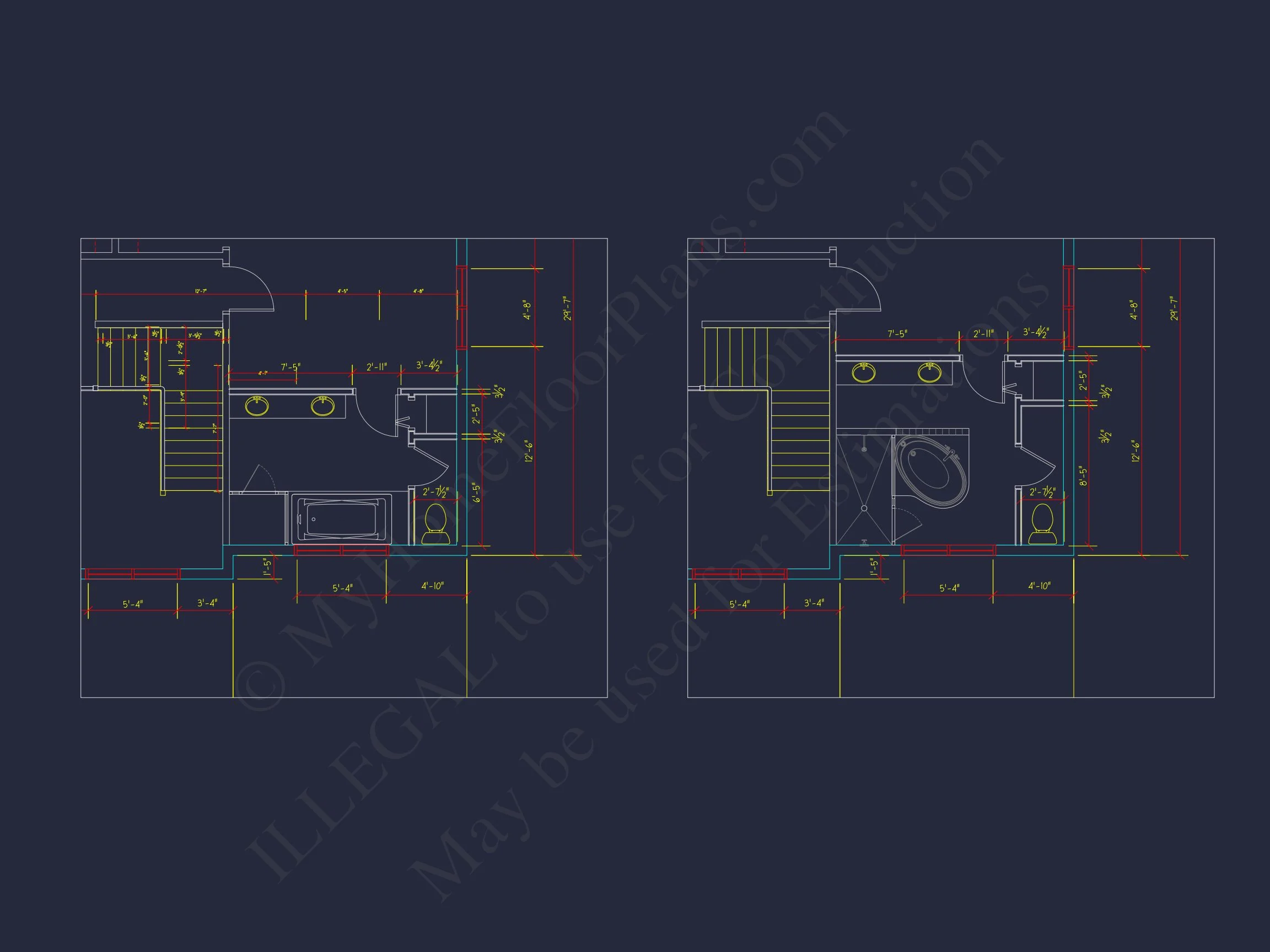 Colonial Farmhouse house Plan with 2 Floors and Detailed CAD Blueprint