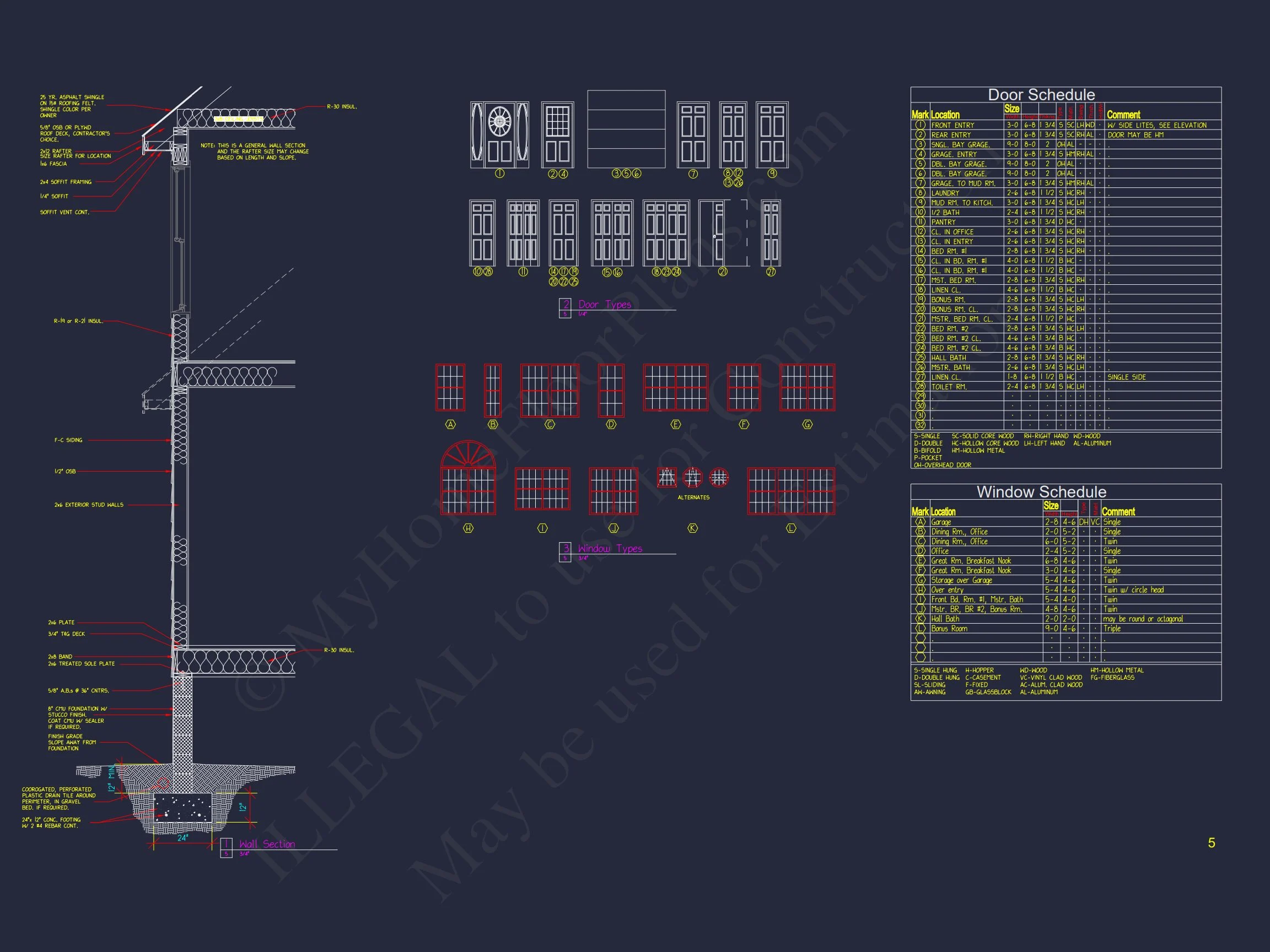 Colonial Farmhouse house Plan with 2 Floors and Detailed CAD Blueprint