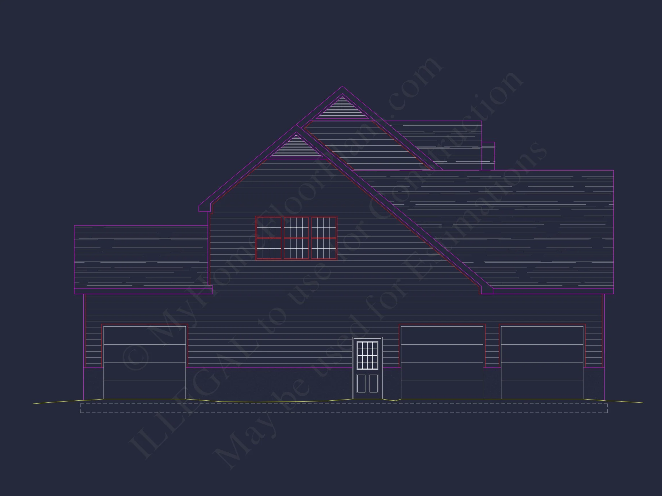 Colonial Farmhouse house Plan with 2 Floors and Detailed CAD Blueprint