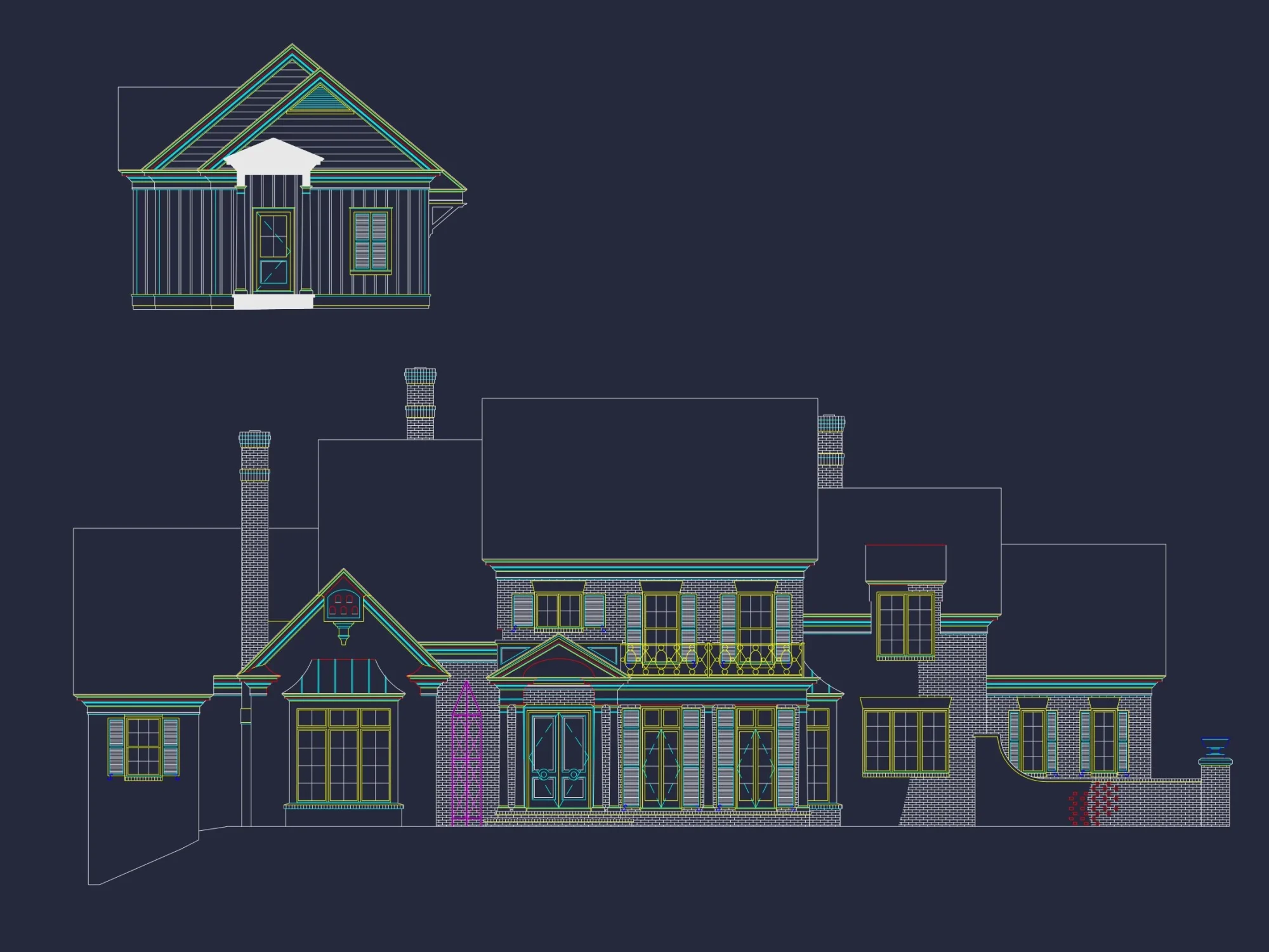 Spacious 3-Story house Plan with CAD Designs and Brick Exterior