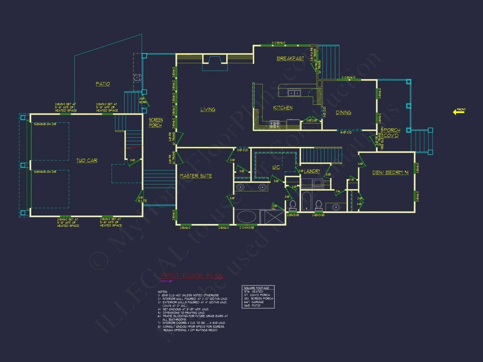 Modern Craftsman house Plan with 2 Floors and 4 Bedrooms