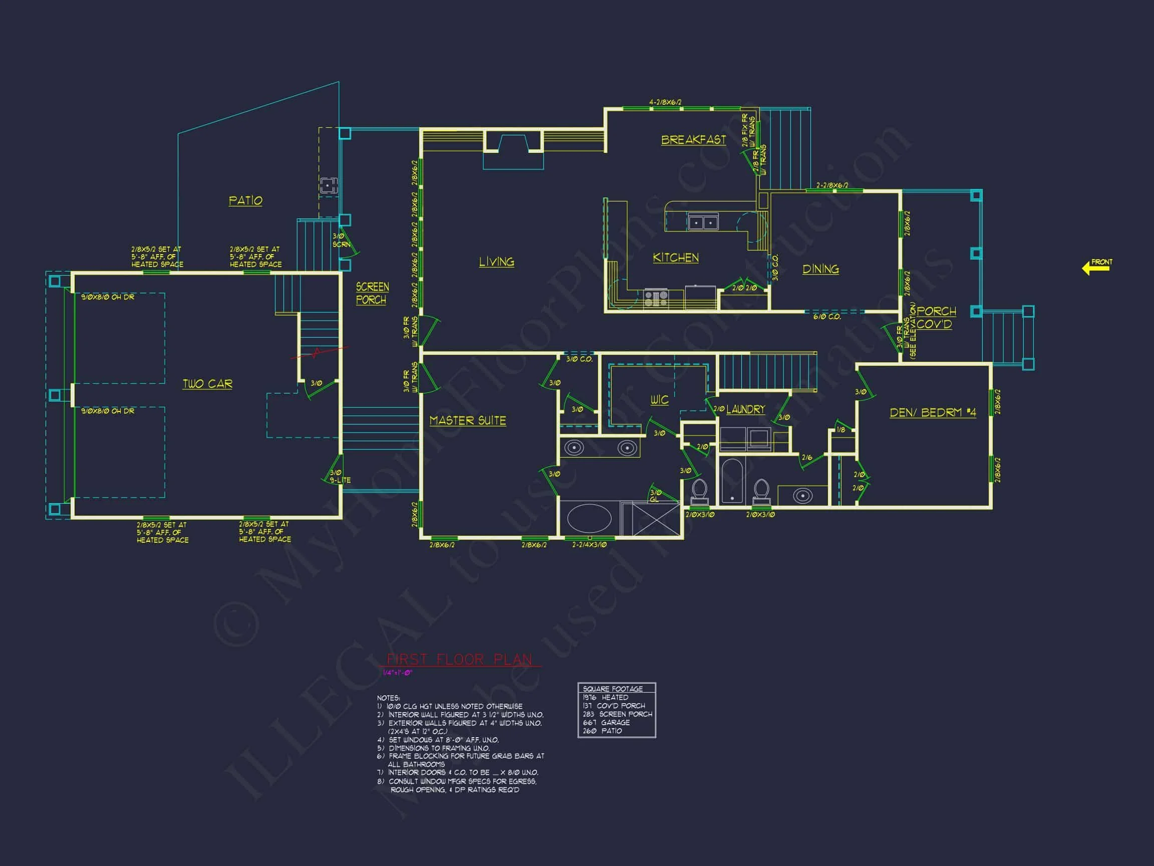 Modern Craftsman house Plan with 2 Floors and 4 Bedrooms