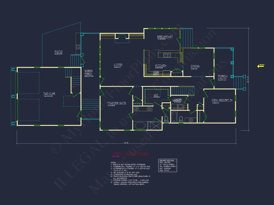 Modern Craftsman house Plan with 2 Floors and 4 Bedrooms