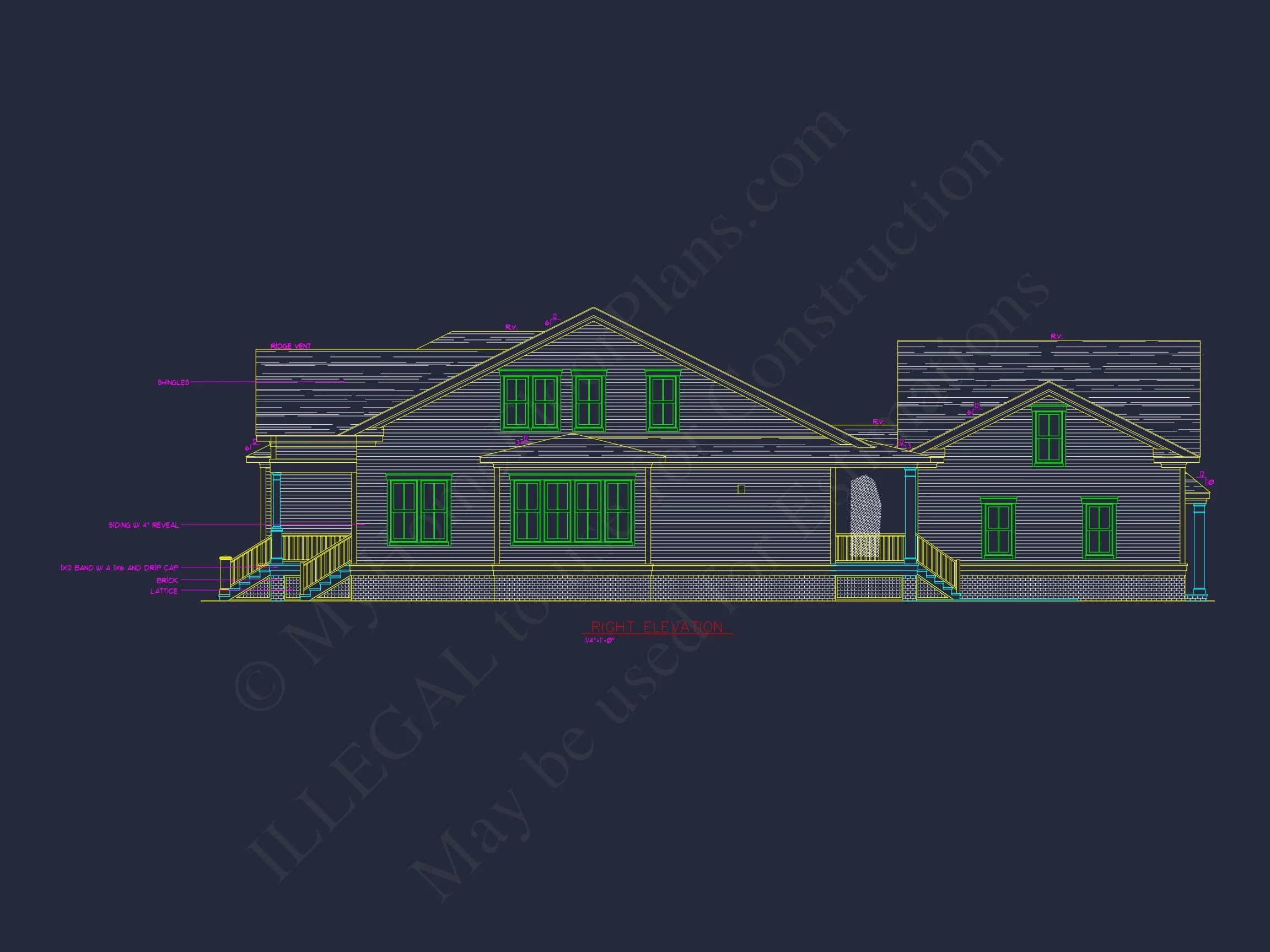 Modern Craftsman house Plan with 2 Floors and 4 Bedrooms