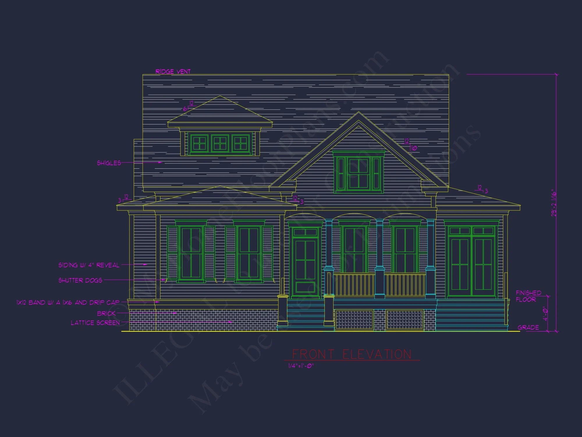 Modern Craftsman house Plan with 2 Floors and 4 Bedrooms