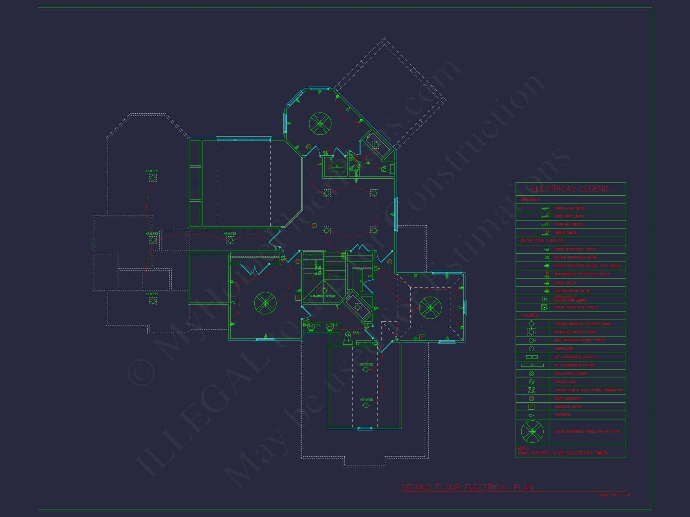 Elegant house Design: CAD Floor Plan with Blueprint & Features