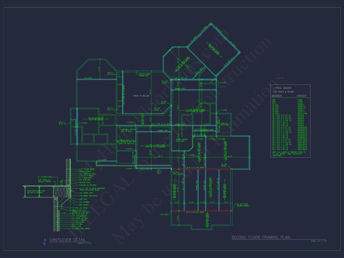 Elegant house Design: CAD Floor Plan with Blueprint & Features