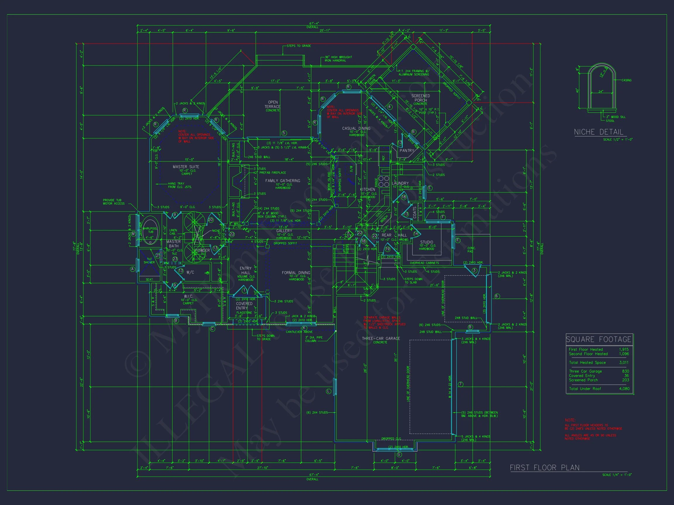 Elegant house Design: CAD Floor Plan with Blueprint & Features