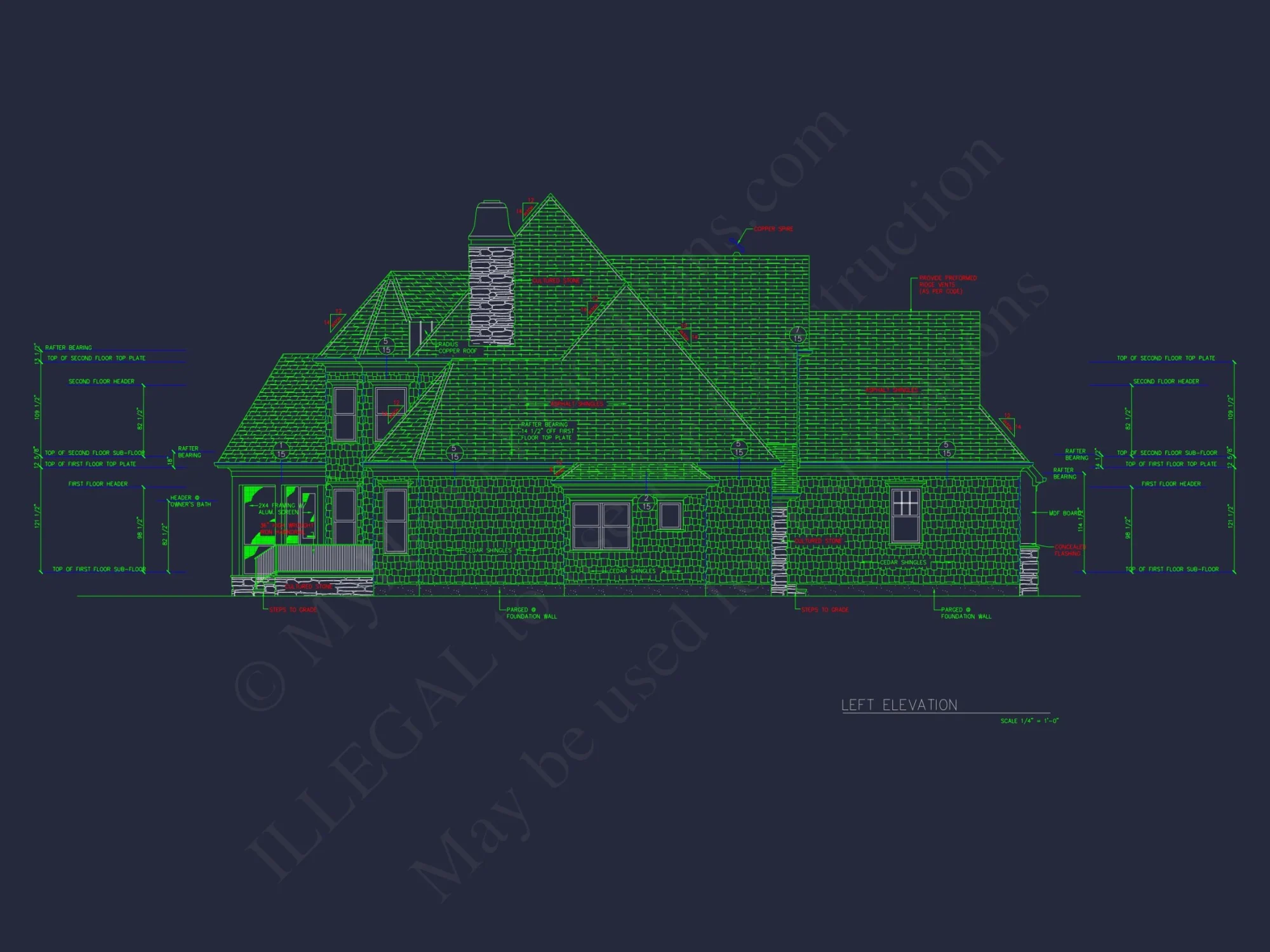 Elegant house Design: CAD Floor Plan with Blueprint & Features