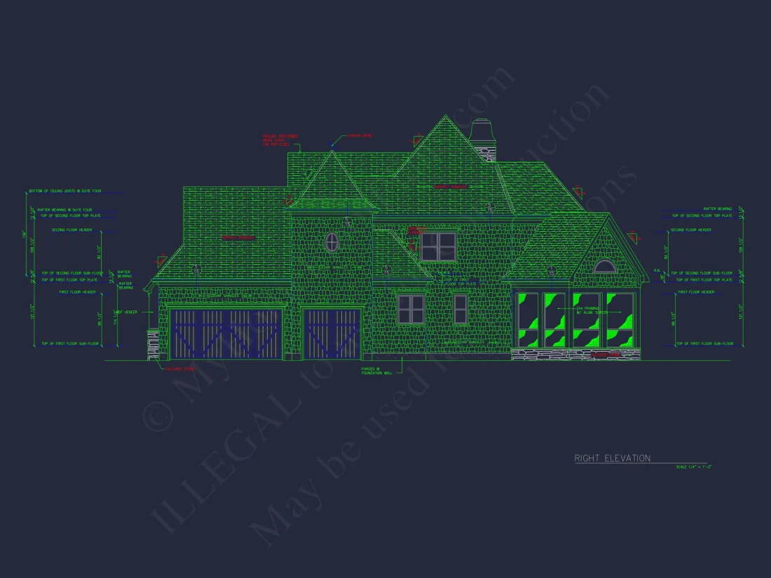 Elegant house Design: CAD Floor Plan with Blueprint & Features