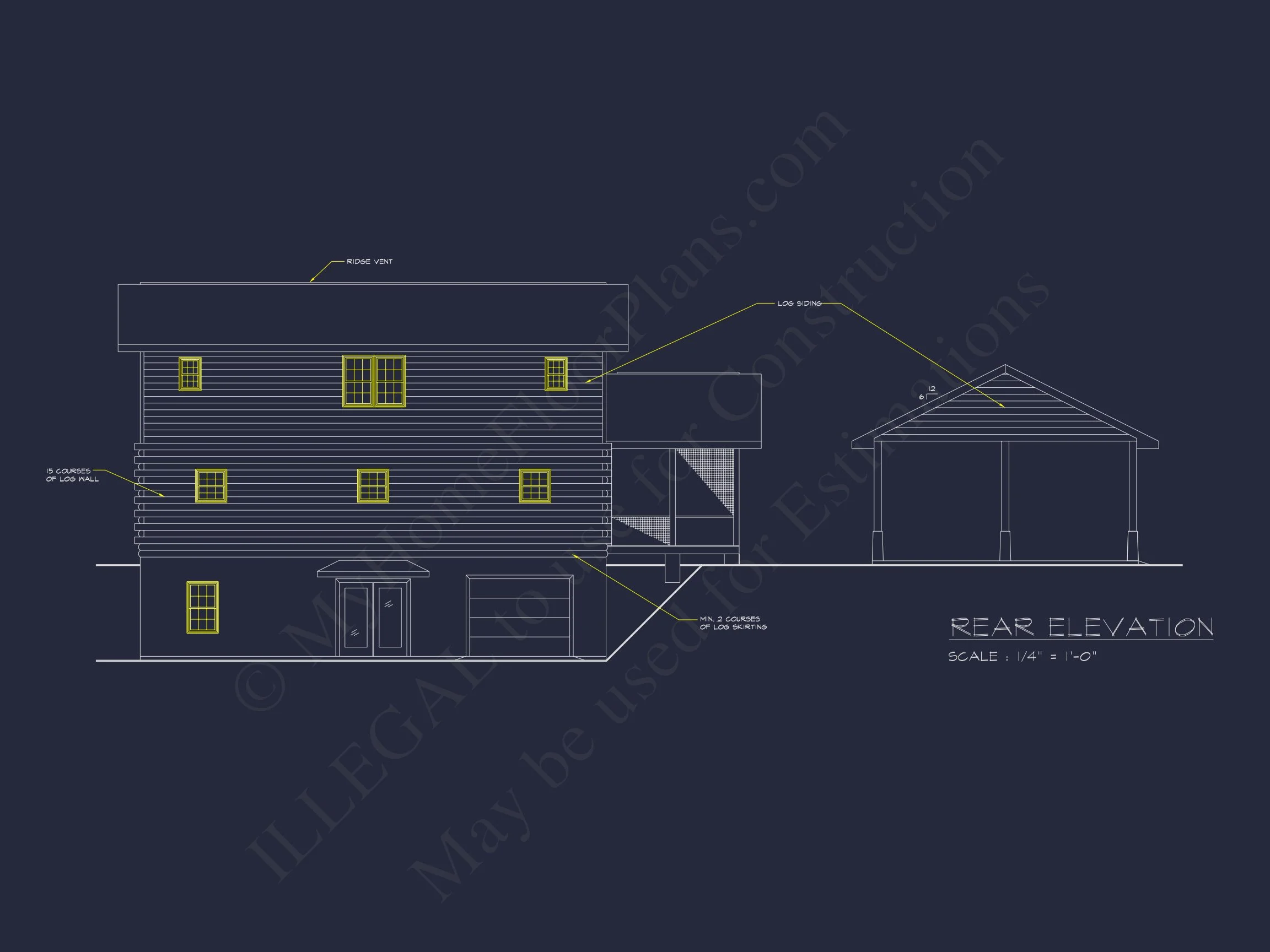 8-1516 CABIN PLAN- 2-story cabin home plan with 1,576 heated sq. ft., 3 beds 3 Spacious 2-Story Cabin house Plan with CAD Blueprint Designs