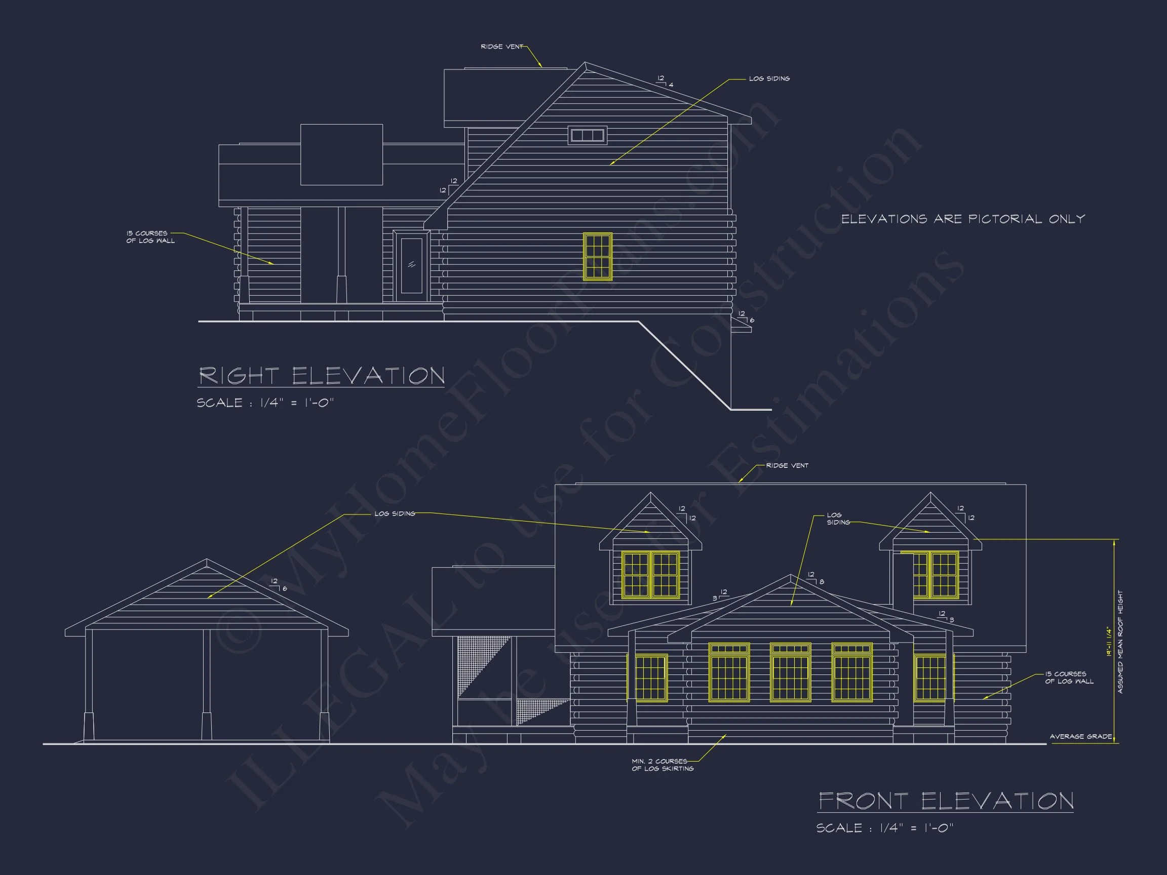 8-1516 CABIN PLAN- 2-story cabin home plan with 1,576 heated sq. ft., 3 beds 2 Spacious 2-Story Cabin house Plan with CAD Blueprint Designs