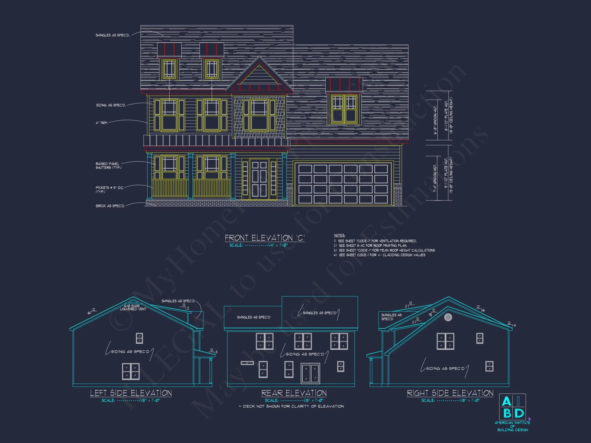 Craftsman house Plan with 5 Beds, 3.5 Baths & CAD Designs