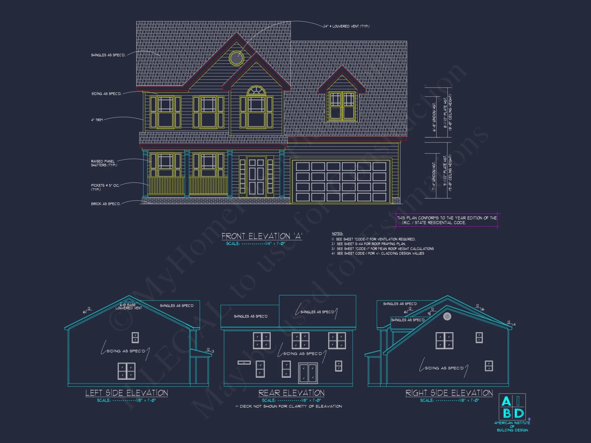Craftsman house Plan with 5 Beds, 3.5 Baths & CAD Designs