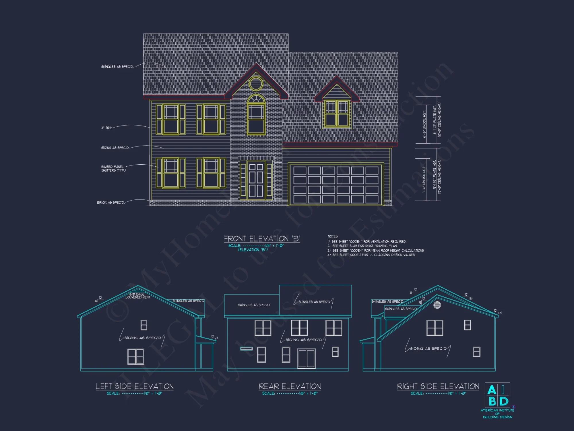 Craftsman house Plan with 5 Beds, 3.5 Baths & CAD Designs