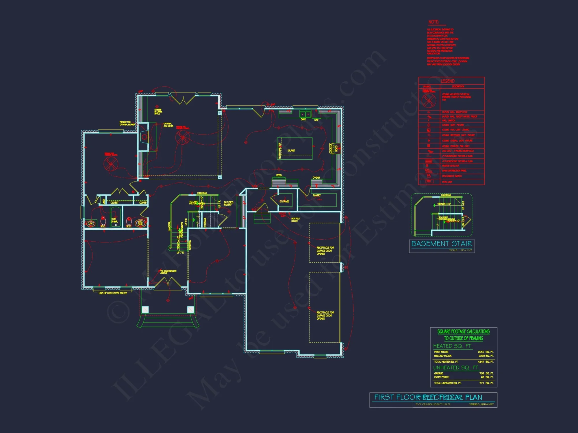 Spacious house Plan - 59'x59'6" 2-Story CAD Design with 4 Bedrooms