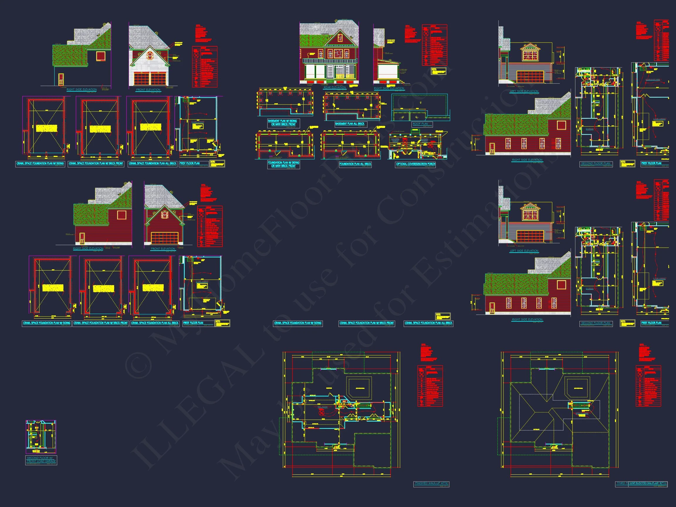 8-1461B HOUSE PLAN - Spacious House Plan - 2-Story CAD Design with 4 Bedrooms 10 Spacious house Plan - 59'x59'6" 2-Story CAD Design with 4 Bedrooms