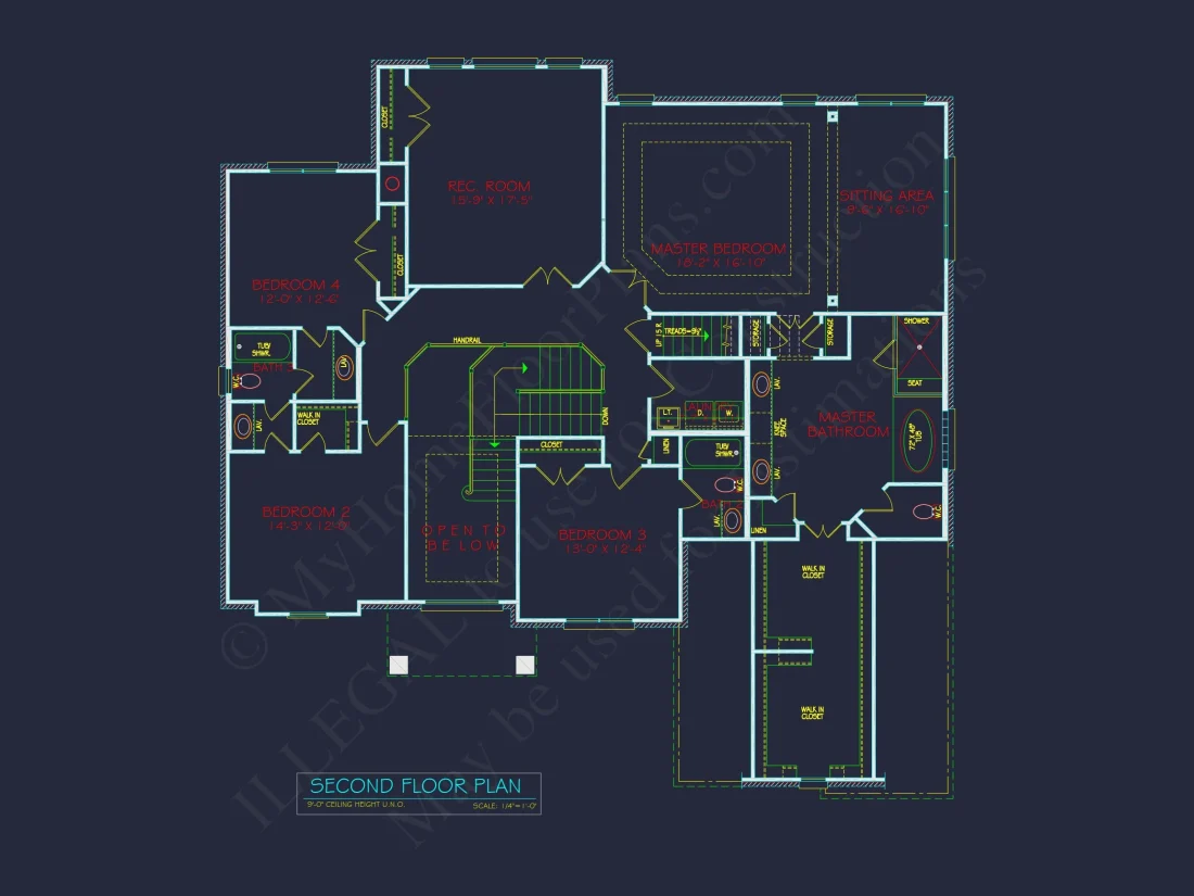 Spacious house Plan - 59'x59'6" 2-Story CAD Design with 4 Bedrooms