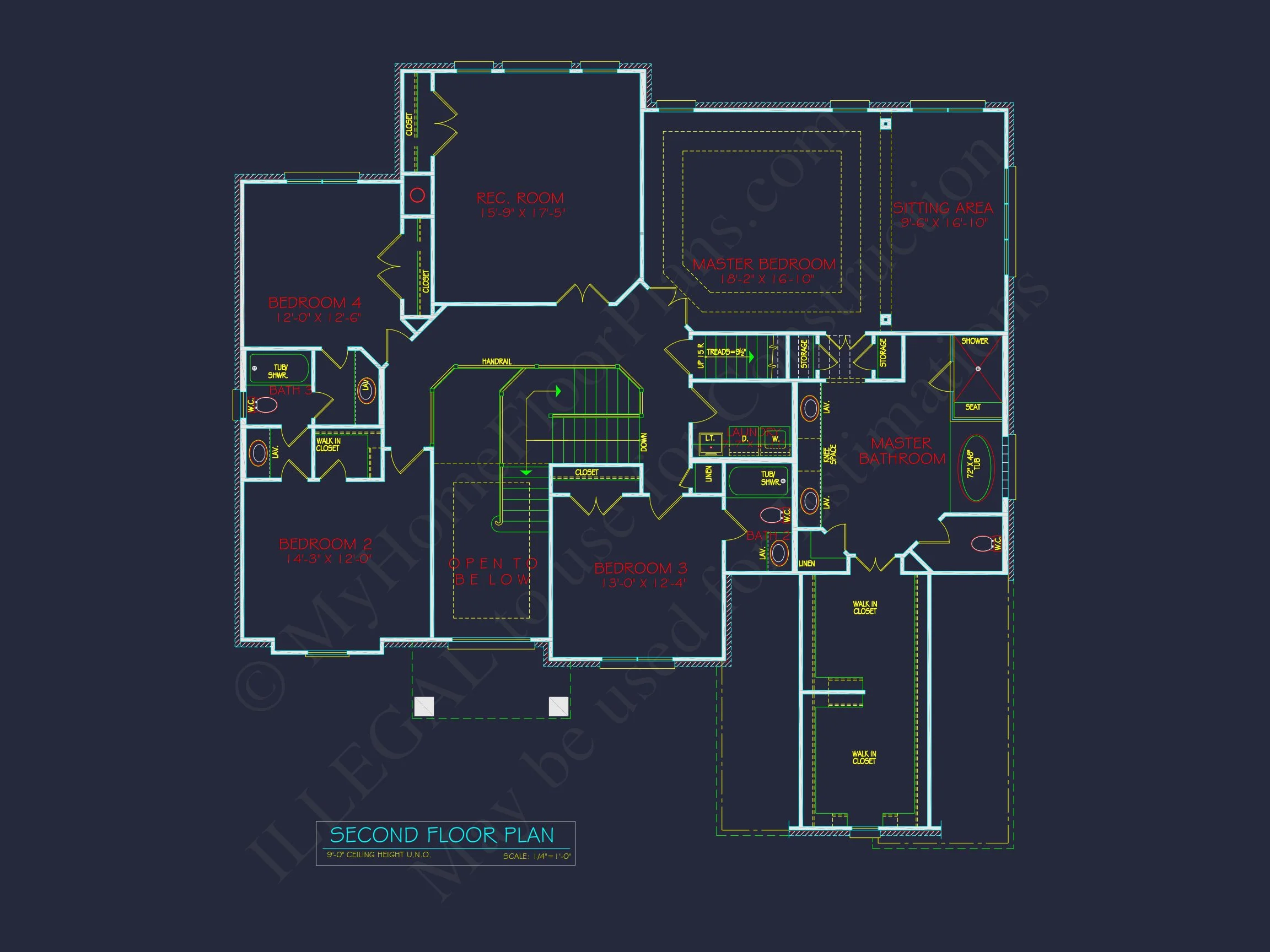 8-1461B HOUSE PLAN - Spacious House Plan - 2-Story CAD Design with 4 Bedrooms 8 Spacious house Plan - 59'x59'6" 2-Story CAD Design with 4 Bedrooms