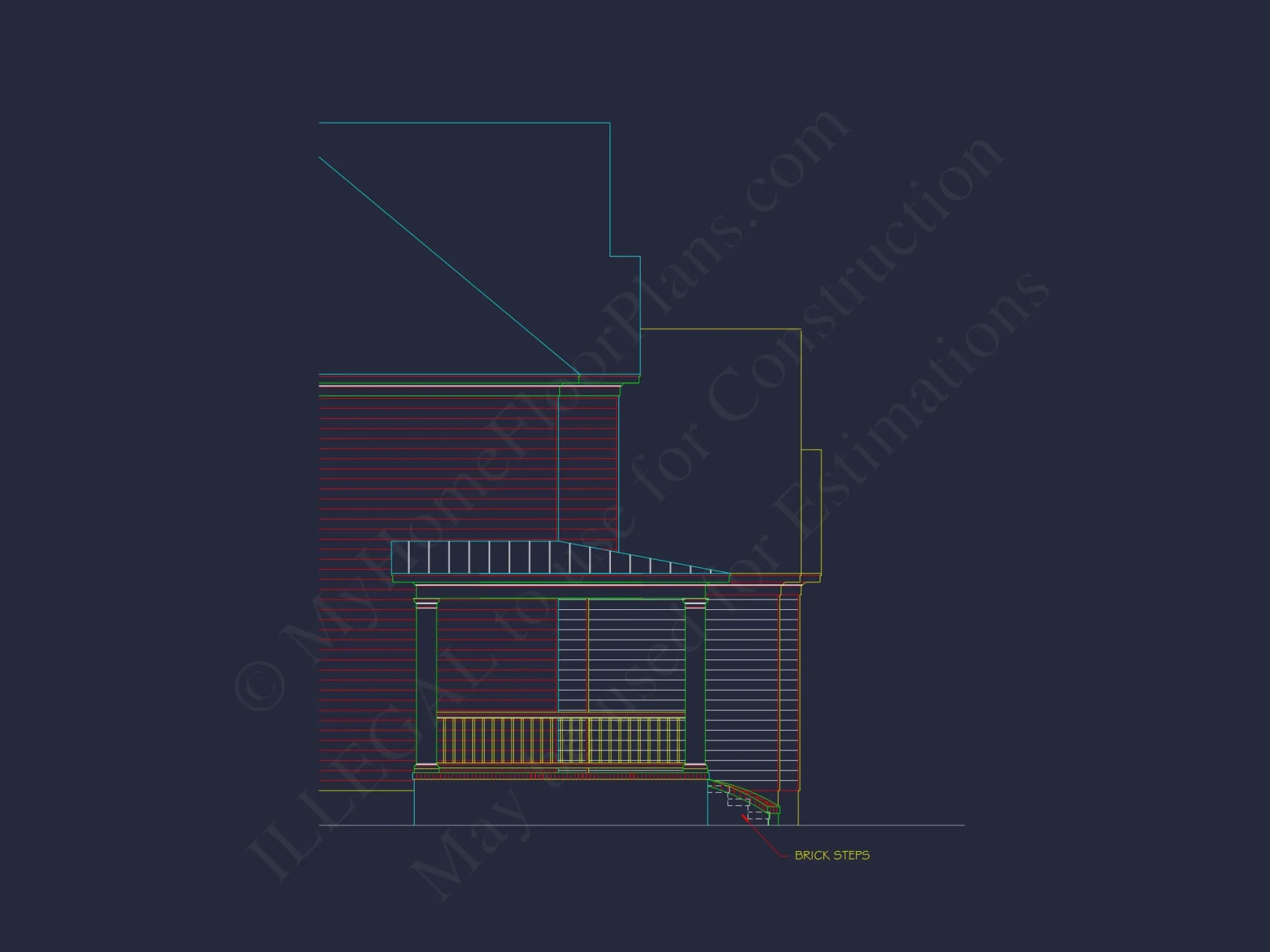 Spacious house Plan - 59'x59'6" 2-Story CAD Design with 4 Bedrooms