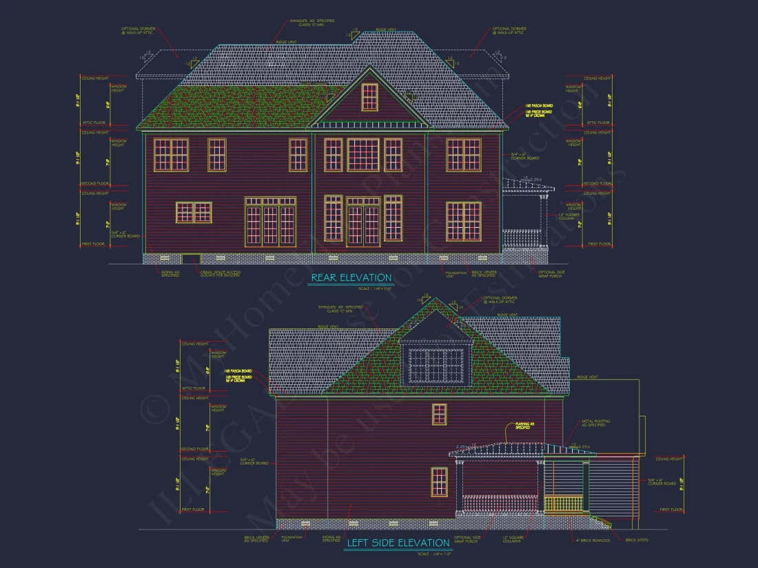 Spacious house Plan - 59'x59'6" 2-Story CAD Design with 4 Bedrooms