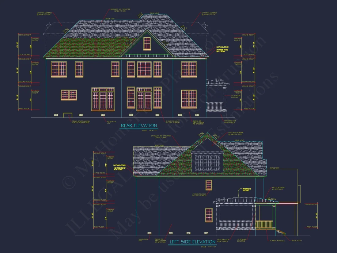 Spacious house Plan - 59'x59'6" 2-Story CAD Design with 4 Bedrooms
