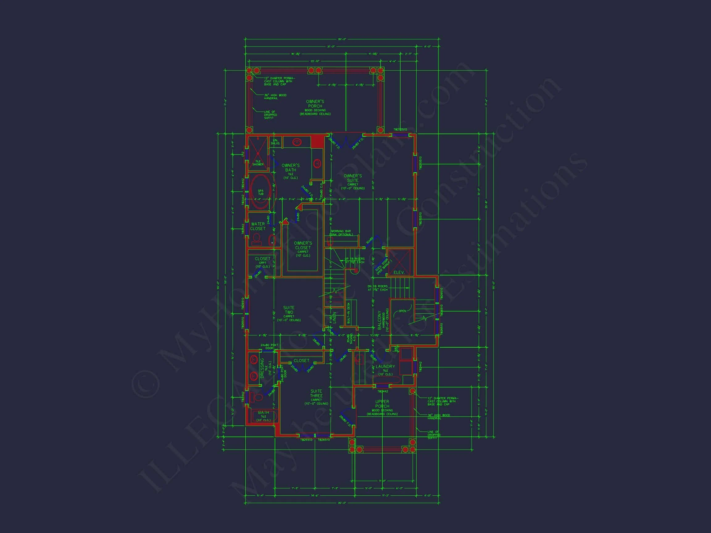 8-1460 HOUSE PLAN - Victorian house plan with 2,850 heated sq. ft., 2 stories, 4 bedrooms 12 CAD & Architecture Designs
