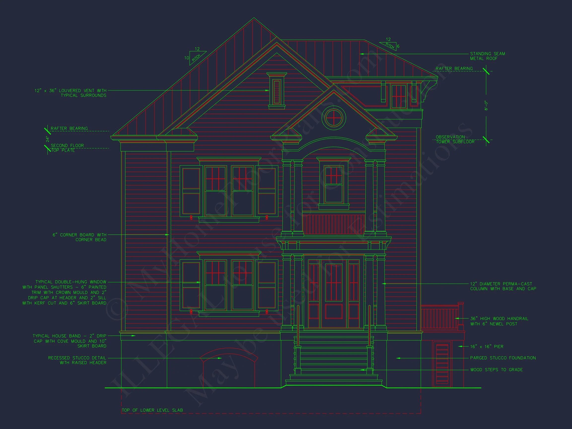 8-1460 HOUSE PLAN - Victorian house plan with 2,850 heated sq. ft., 2 stories, 4 bedrooms 3 Elegant house Plan with Victorian Style