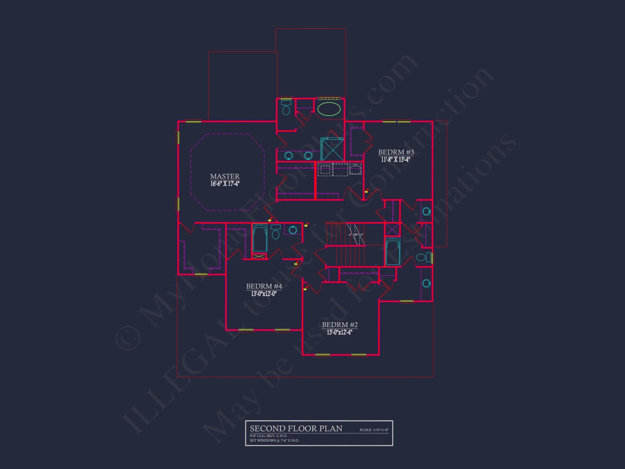 Spacious 4-Bedroom house Plan with Blueprint and CAD Designs
