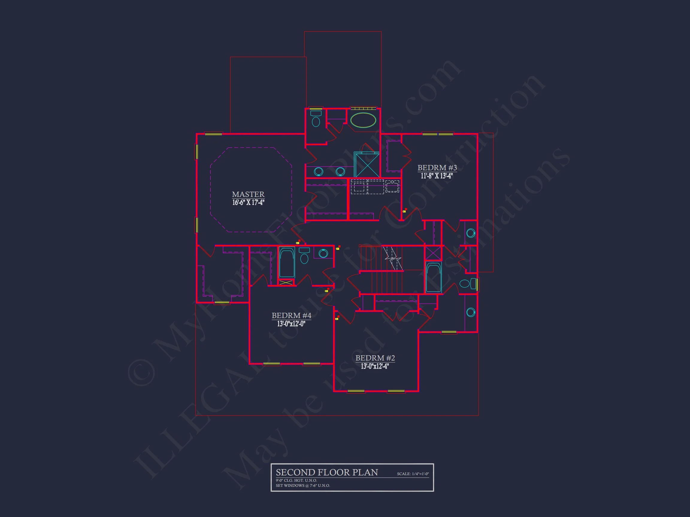8-1419 HOUSE PLAN - Spacious 2-Story House Plan with 2,953 Heated sq. ft., 4 Bedrooms 16 Spacious 4-Bedroom house Plan with Blueprint and CAD Designs