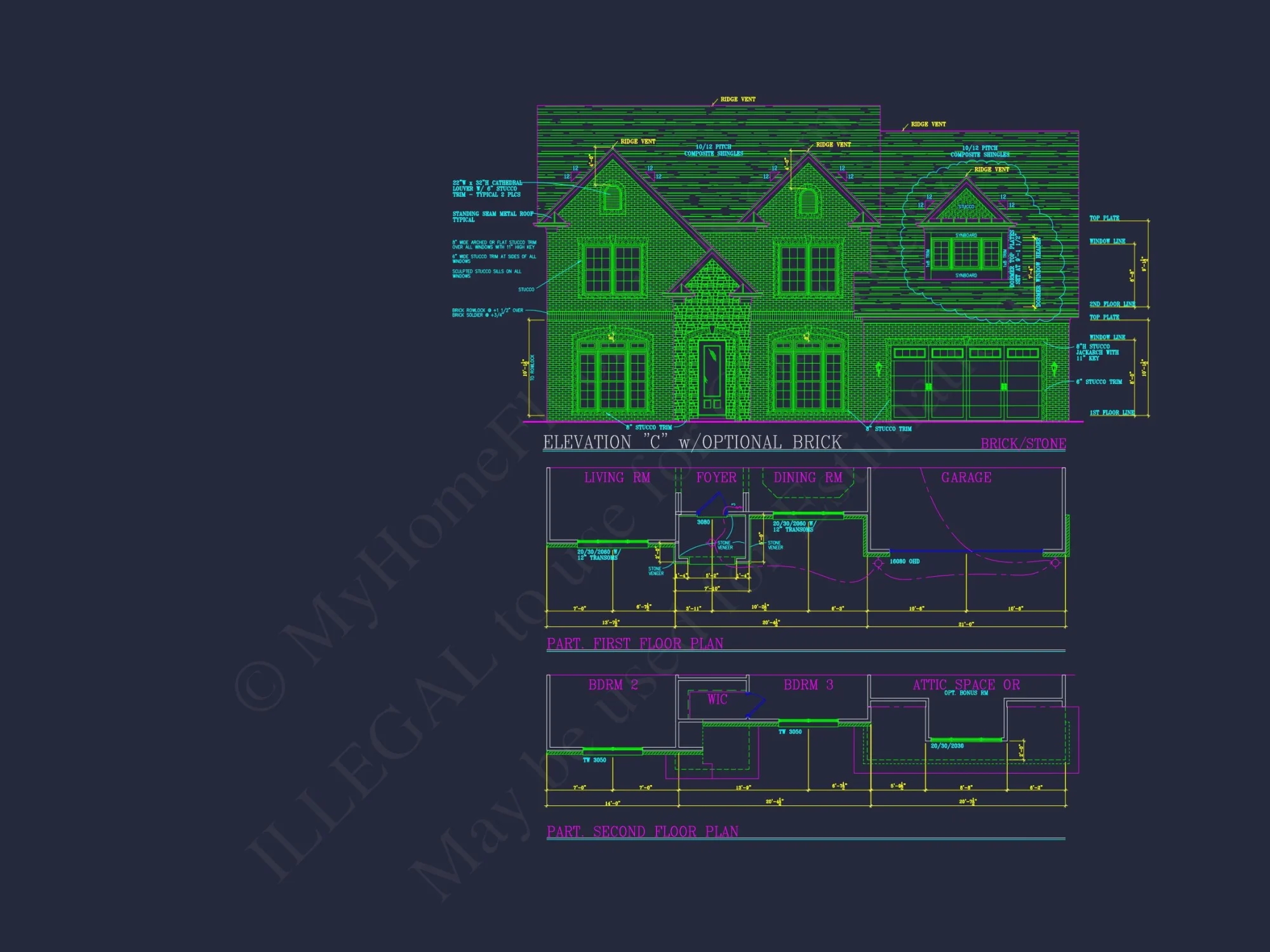 Elegant 2-Story house Plan with Spacious Garage and Bonus Room