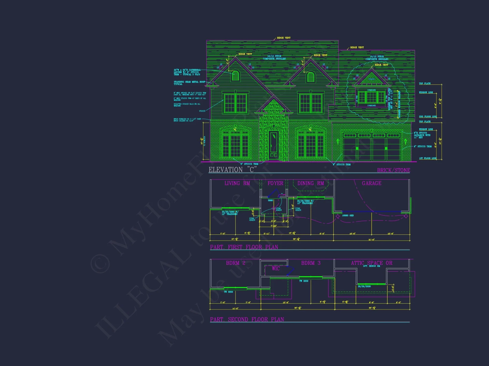 Elegant 2-Story house Plan with Spacious Garage and Bonus Room