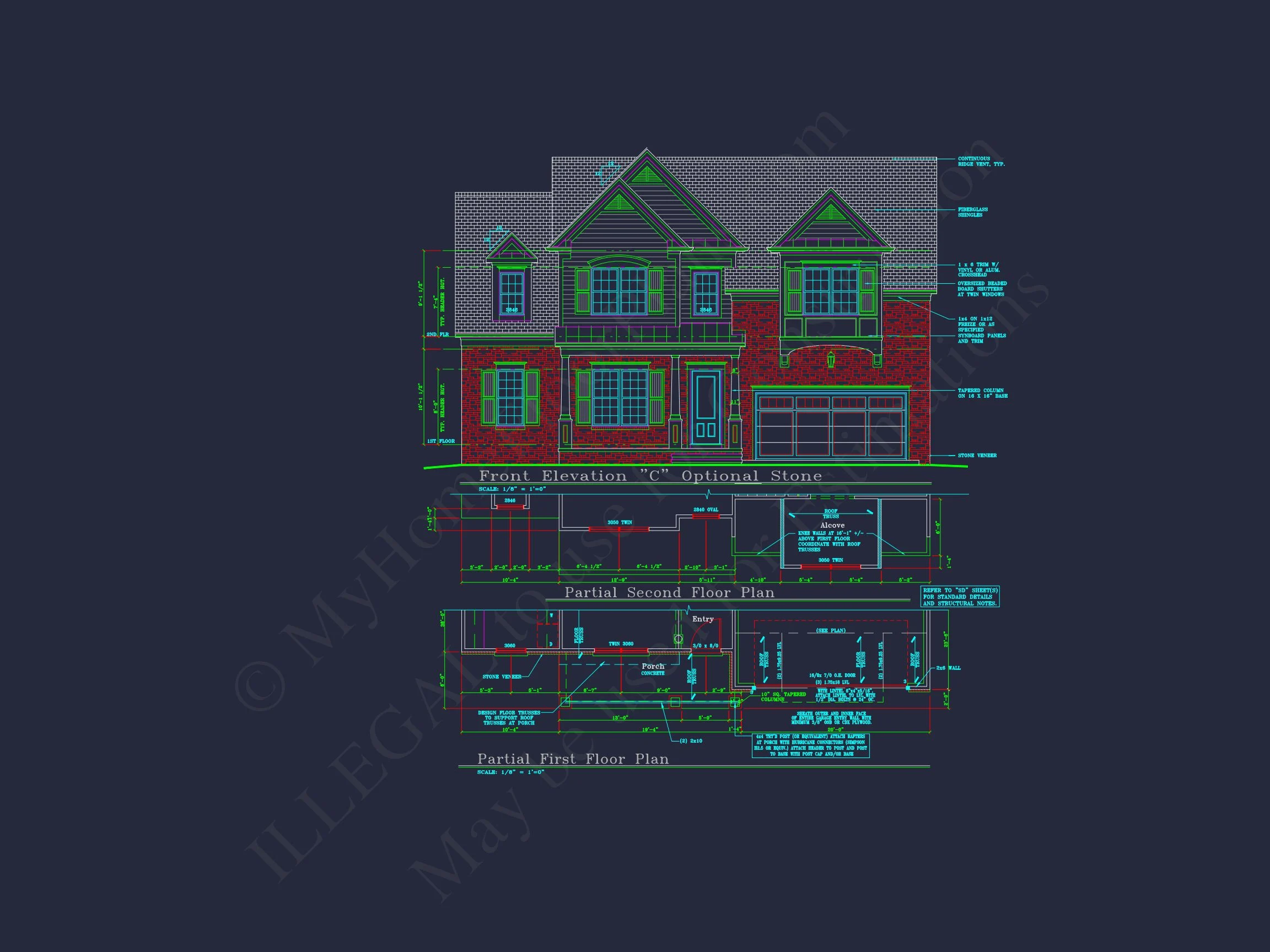 Charming 2-Story house Plan with 4 Bedrooms and CAD Designs