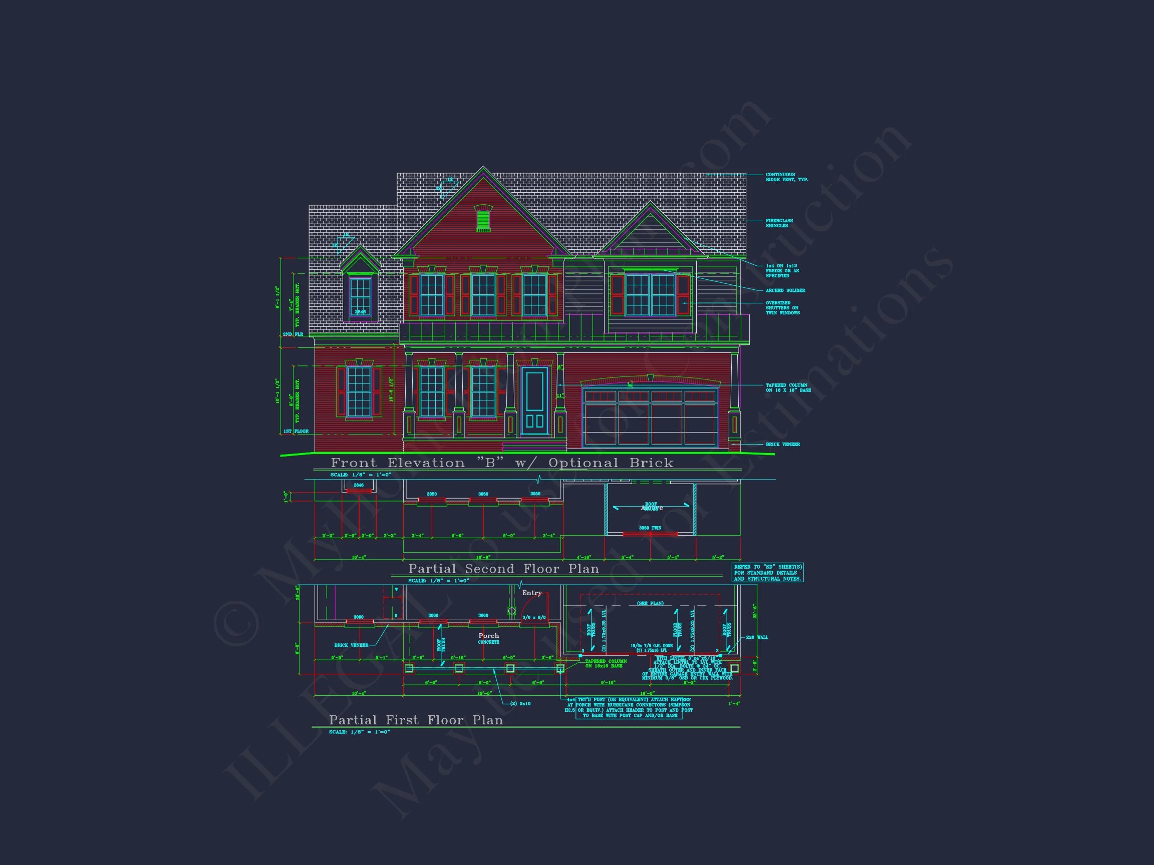 Charming 2-Story house Plan with 4 Bedrooms and CAD Designs