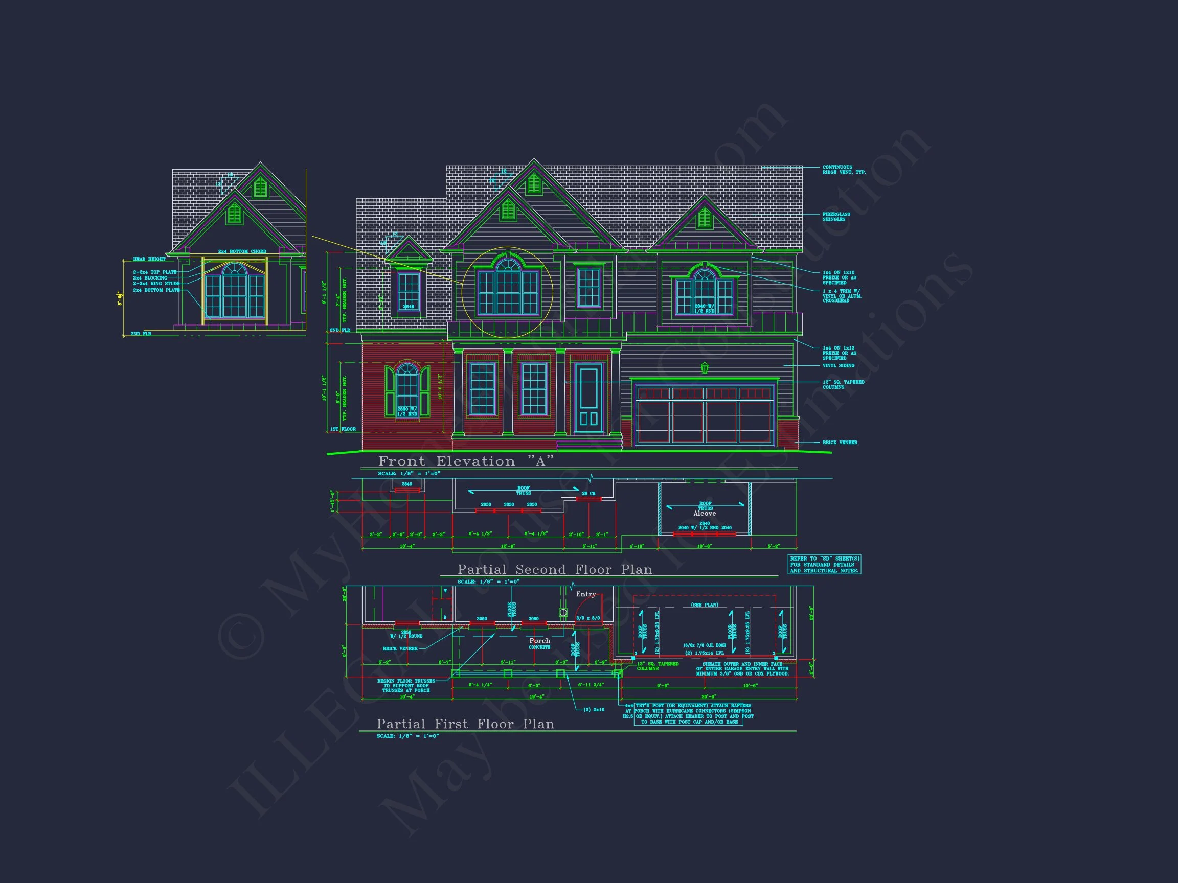 Charming 2-Story house Plan with 4 Bedrooms and CAD Designs