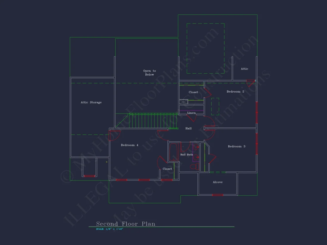 Charming 2-Story house Plan with 4 Bedrooms and CAD Designs