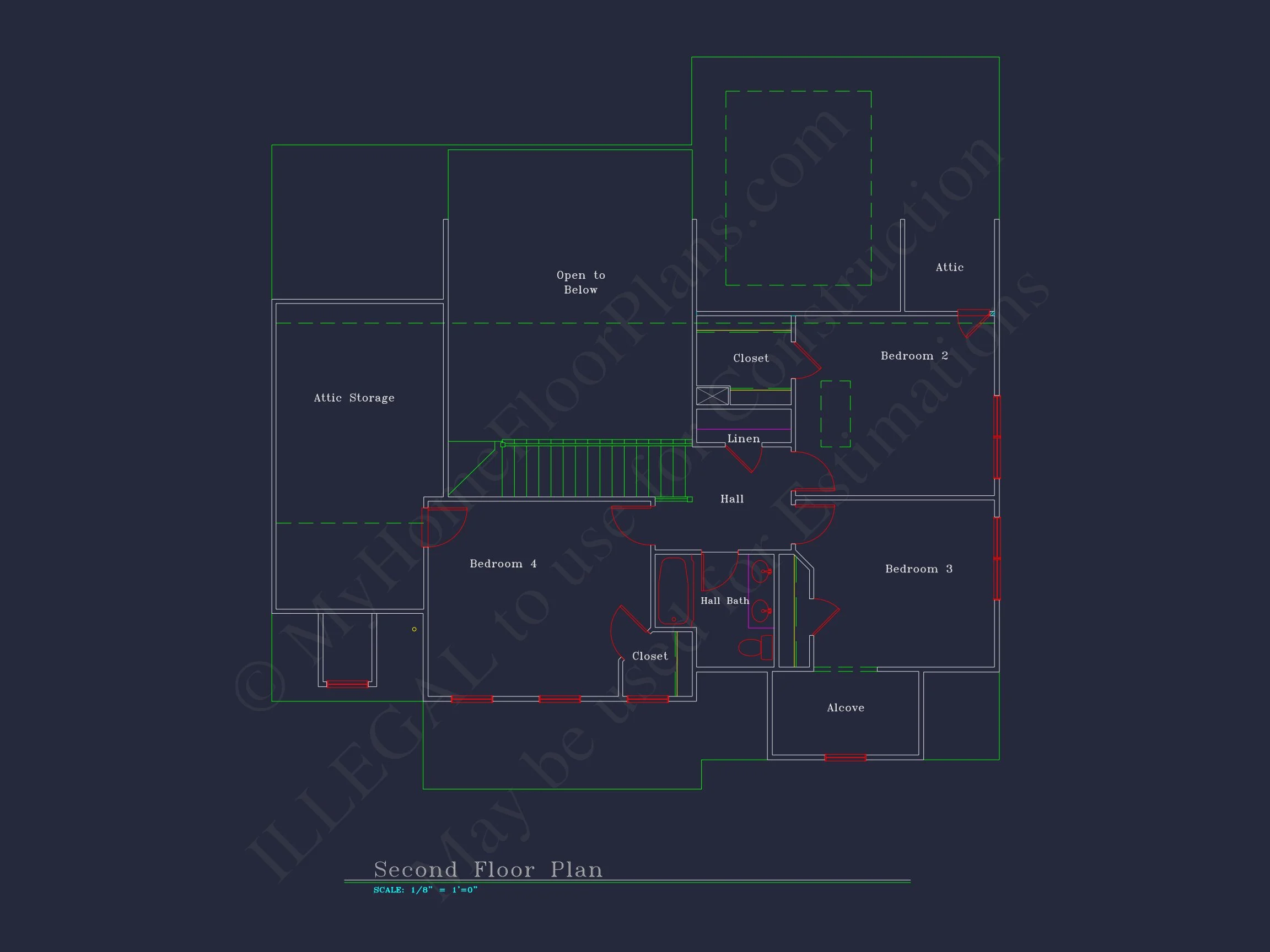 Charming 2-Story house Plan with 4 Bedrooms and CAD Designs