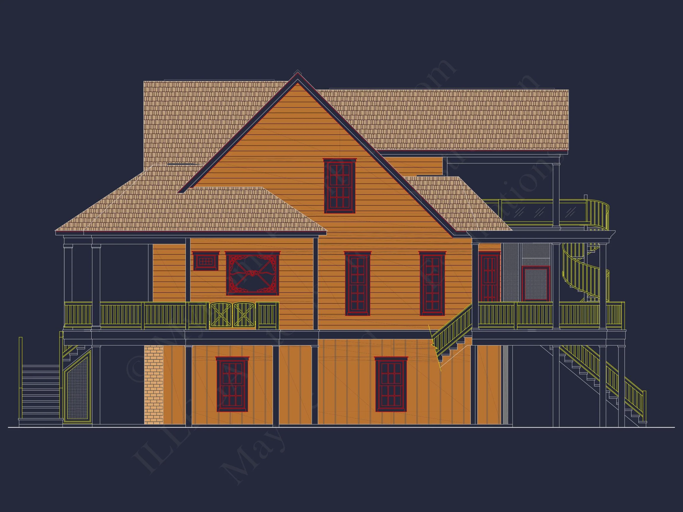 8-1383 HOUSE PLAN - Elegant Beach House Plan with Wraparound Porch and Spacious Design 4 Elegant Beach House Plan with Wrap Porch and Spacious Design