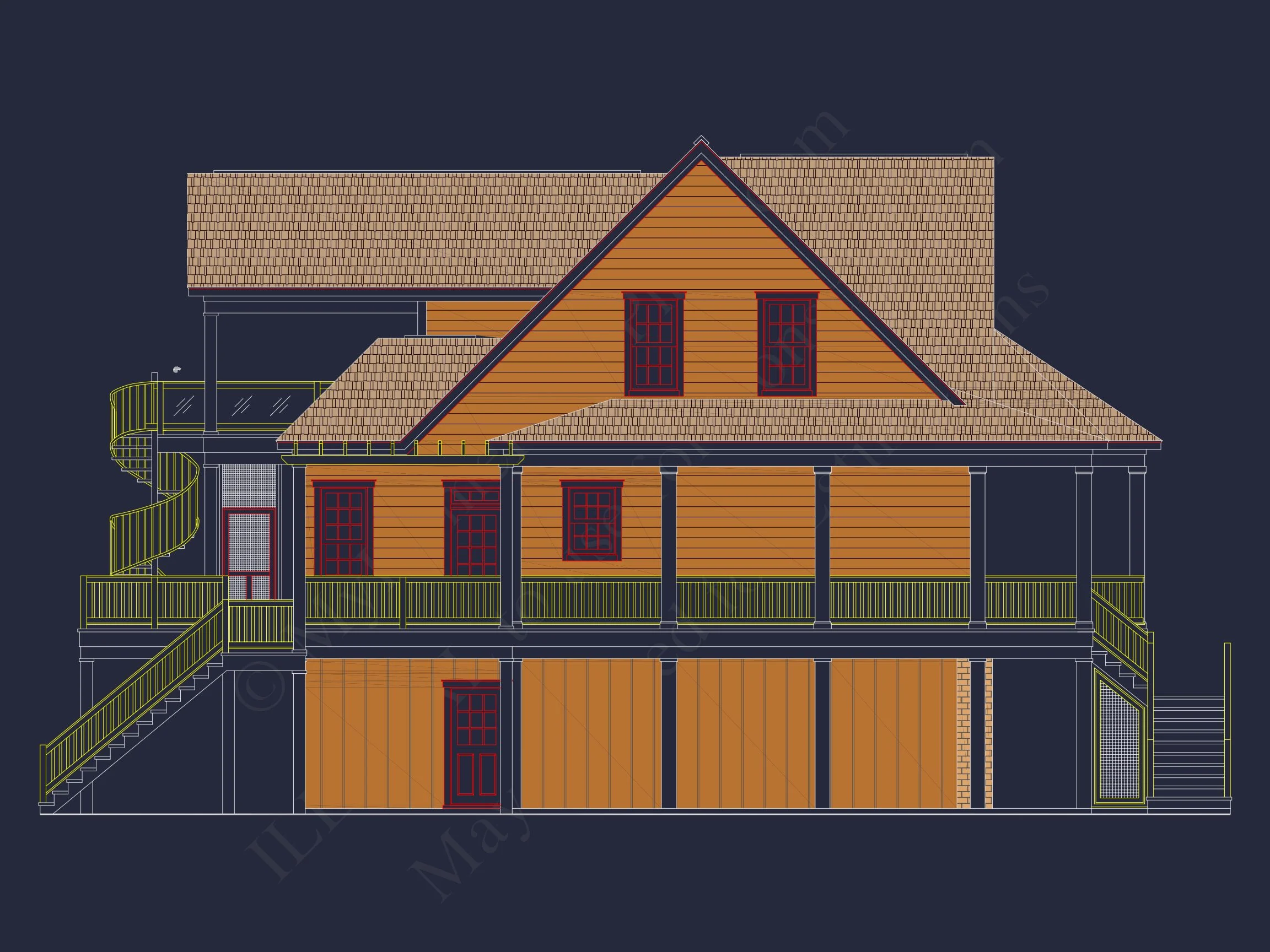 8-1383 HOUSE PLAN - Elegant Beach House Plan with Wraparound Porch and Spacious Design 3 Elegant Beach House Plan with Wrap Porch and Spacious Design