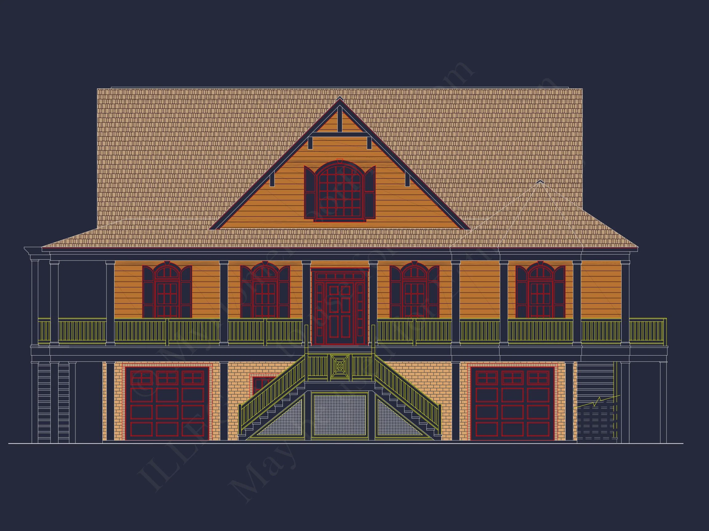 8-1383 HOUSE PLAN - Elegant Beach House Plan with Wraparound Porch and Spacious Design 2 Elegant Beach House Plan with Wrap Porch and Spacious Design