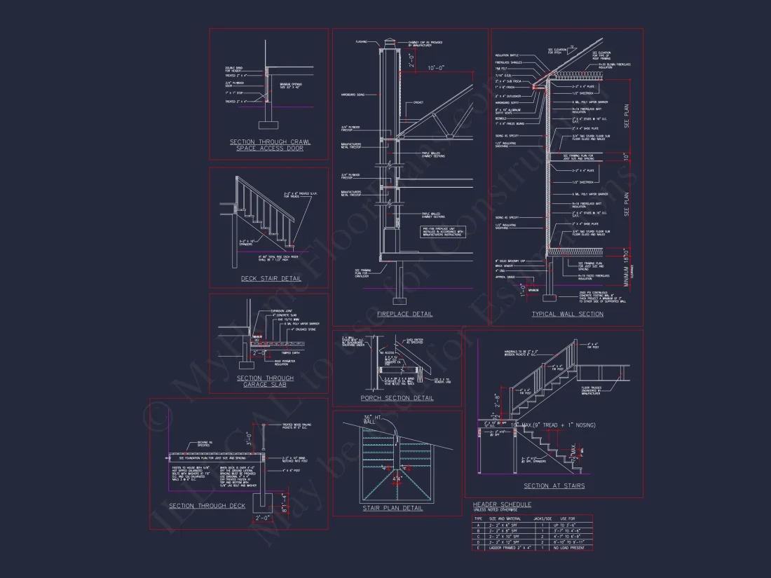 Beautiful 2-Story house Floor Plan with 3 Bedrooms and CAD Designs